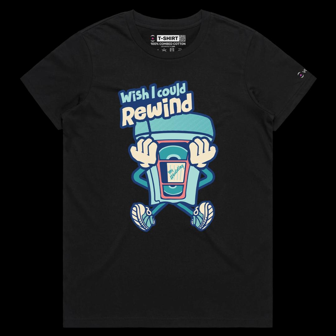 VOICEART Black Female Regular VHS Tape Funny T-Shirt with Premium Quality Graphic Design VCR Nostalgic Memory Lane Tee