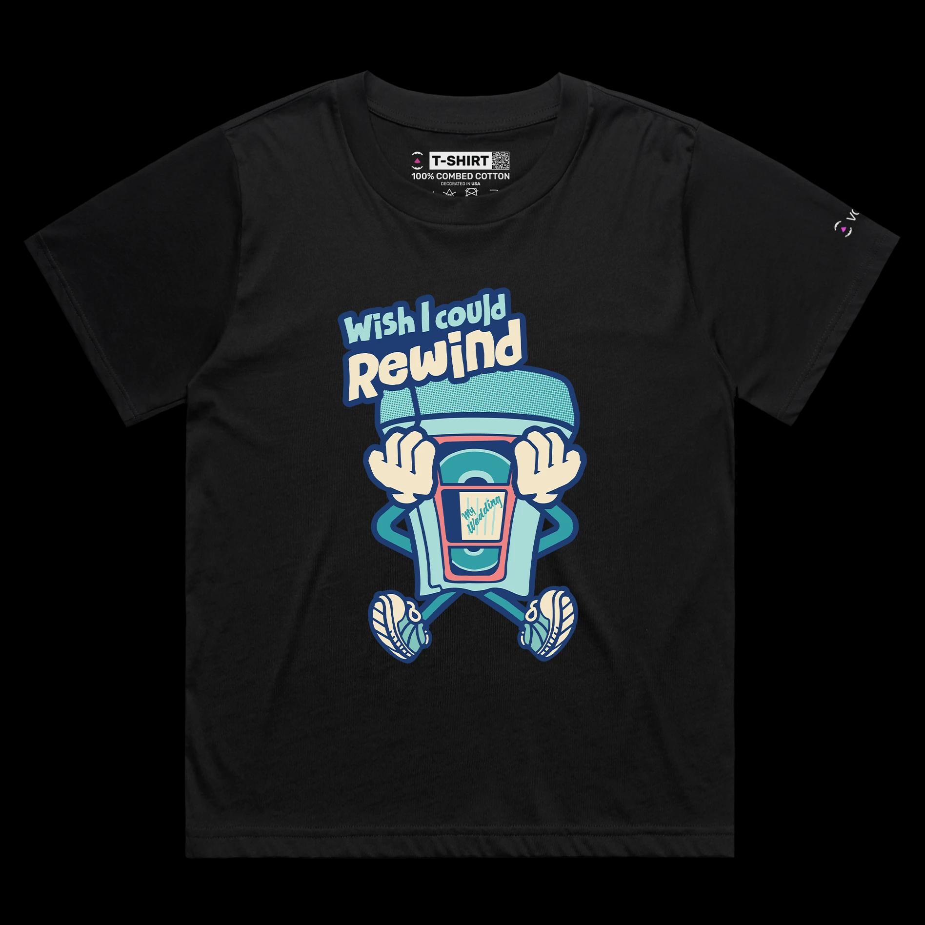 VOICEART Black Female Loose VHS Tape Funny T-Shirt with Premium Quality Graphic Design VCR Nostalgic Memory Lane Tee