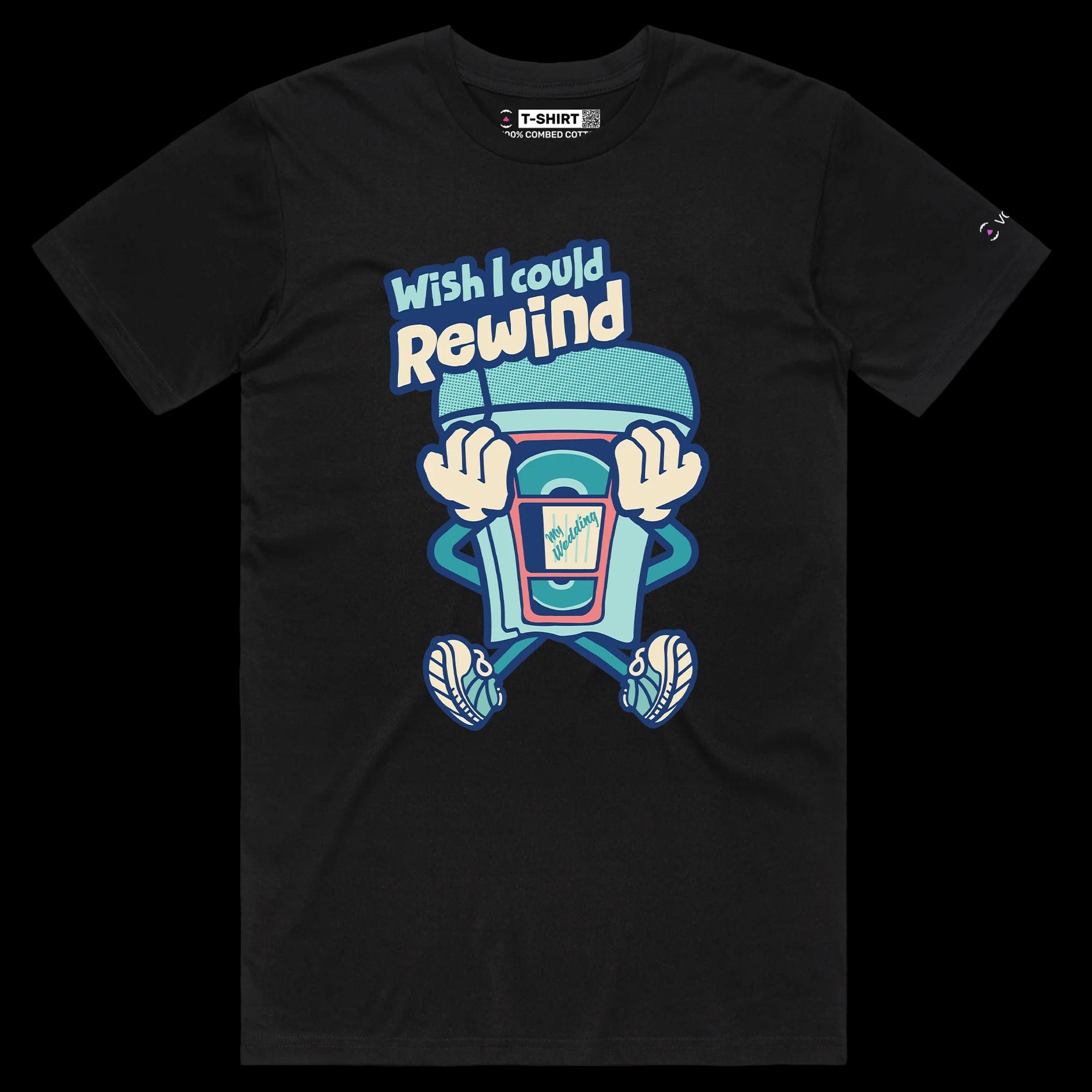 VOICEART Black Male Regular VHS Tape Funny T-Shirt with Premium Quality Graphic Design VCR Nostalgic Memory Lane Tee