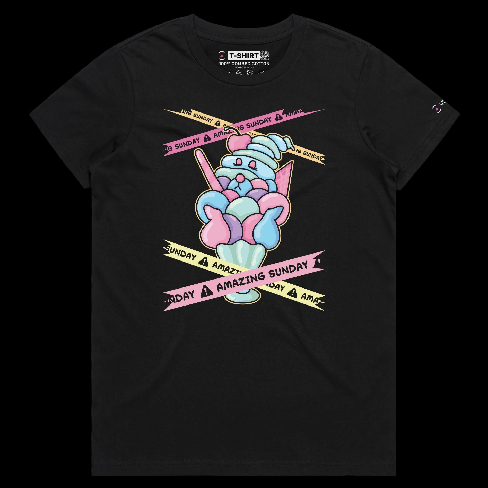 VOICEART Black Female Regular Sunday Ice Cream Funny TShirt Premium Quality Graphic and Design Glorious Dessert Wordplay Tee