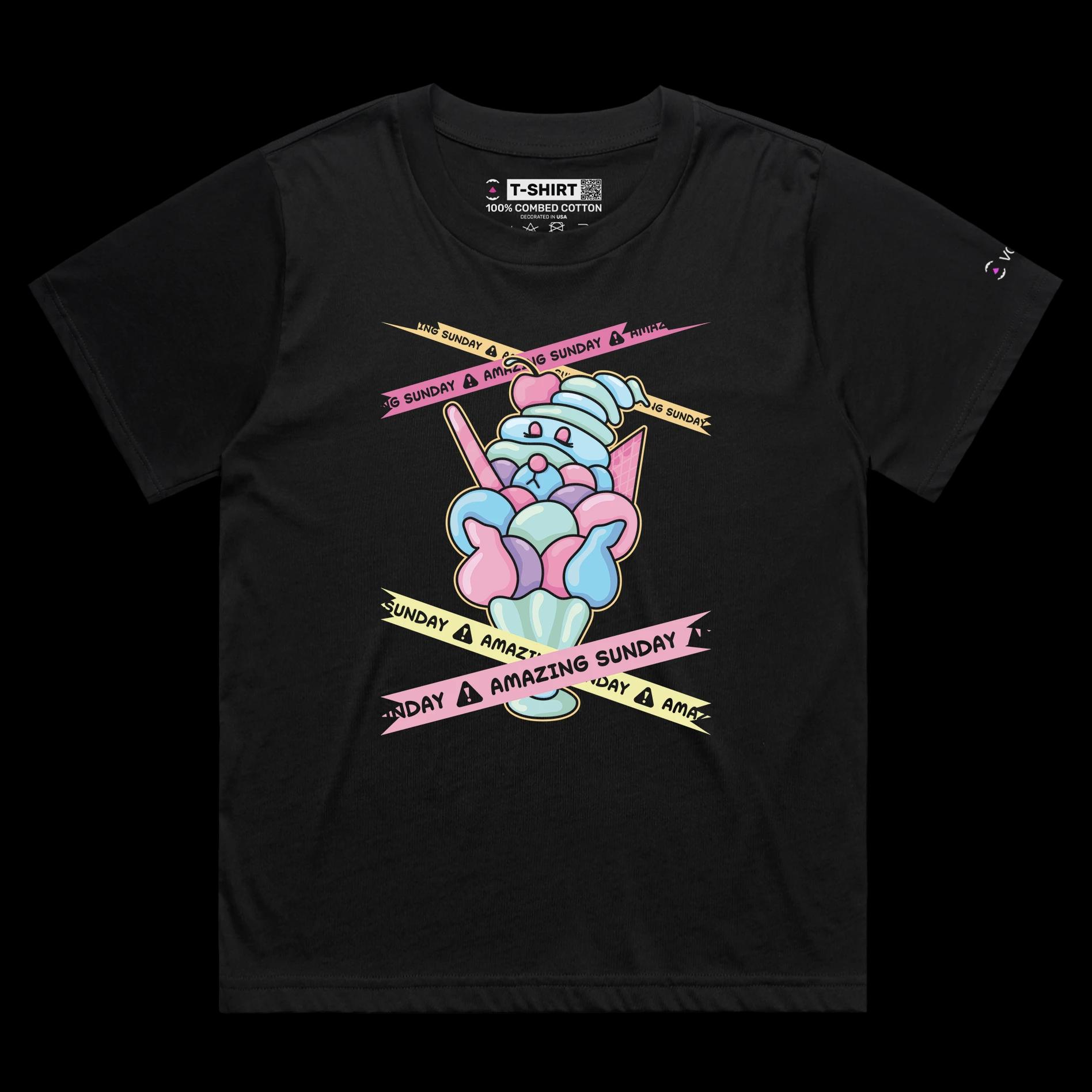 VOICEART Black Female Loose Sunday Ice Cream Funny TShirt Premium Quality Graphic and Design Glorious Dessert Wordplay Tee