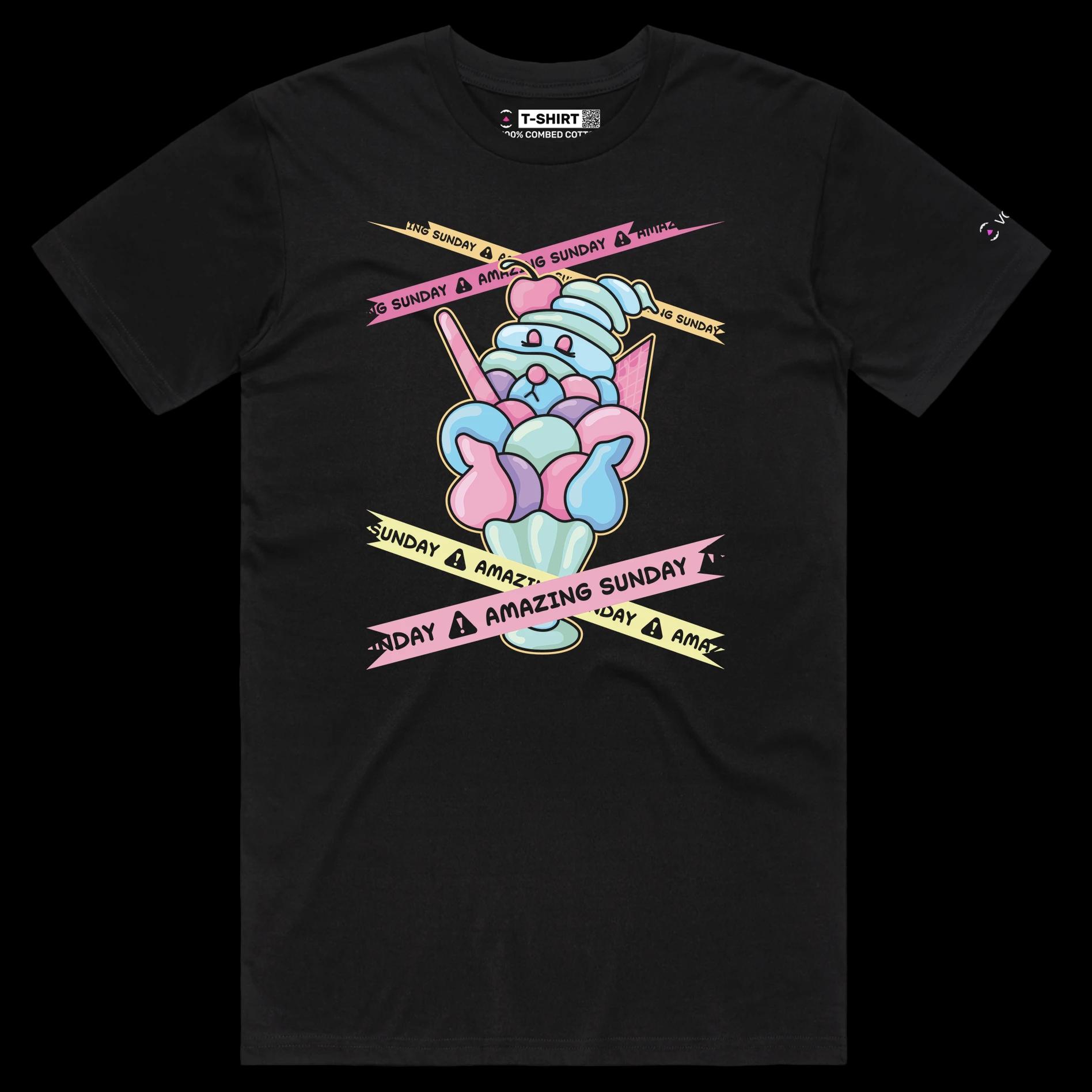 VOICEART Black Male Regular Sunday Ice Cream Funny TShirt Premium Quality Graphic and Design Glorious Dessert Wordplay Tee