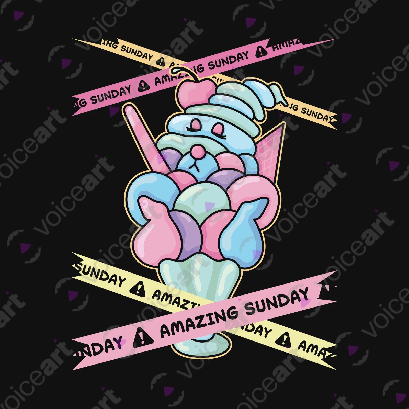 VOICEART Black Watermark Sunday Ice Cream Funny TShirt Premium Quality Graphic and Design Glorious Dessert Wordplay Tee
