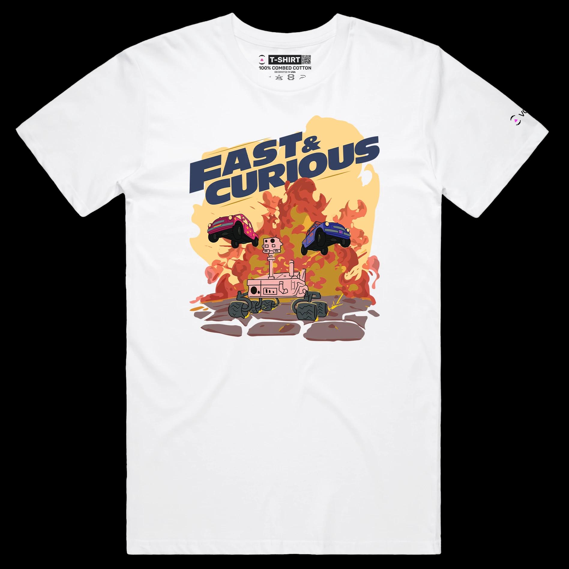 VOICEART White Male Regular Sha Carri Sports Graphic T-Shirt with Premium Quality Fast and Curious Tee with Play on Words