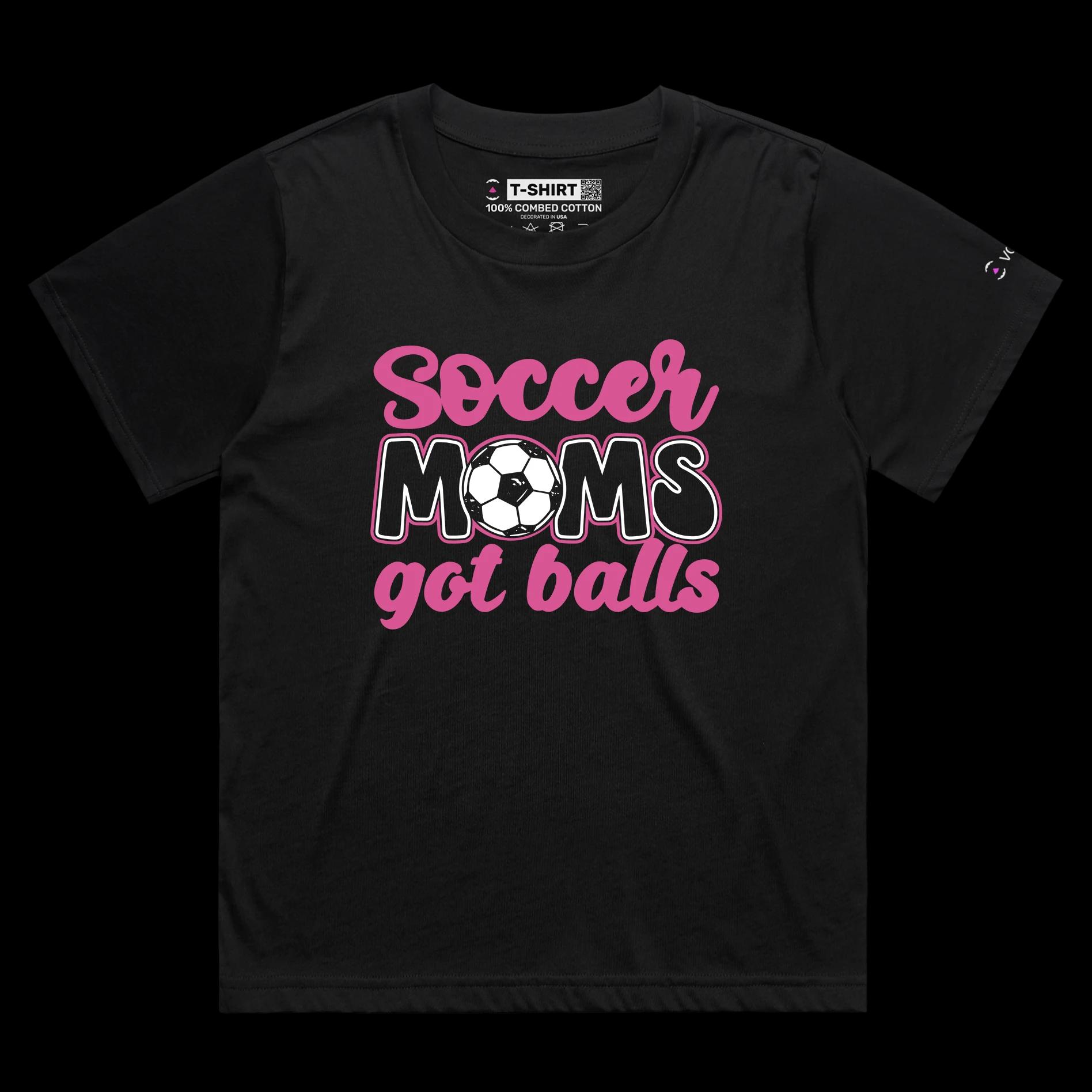 VOICEART Black Female Loose Soccer Moms Funny Sports Shirt Premium Quality Graphic Family Tee Play on Words for Parents