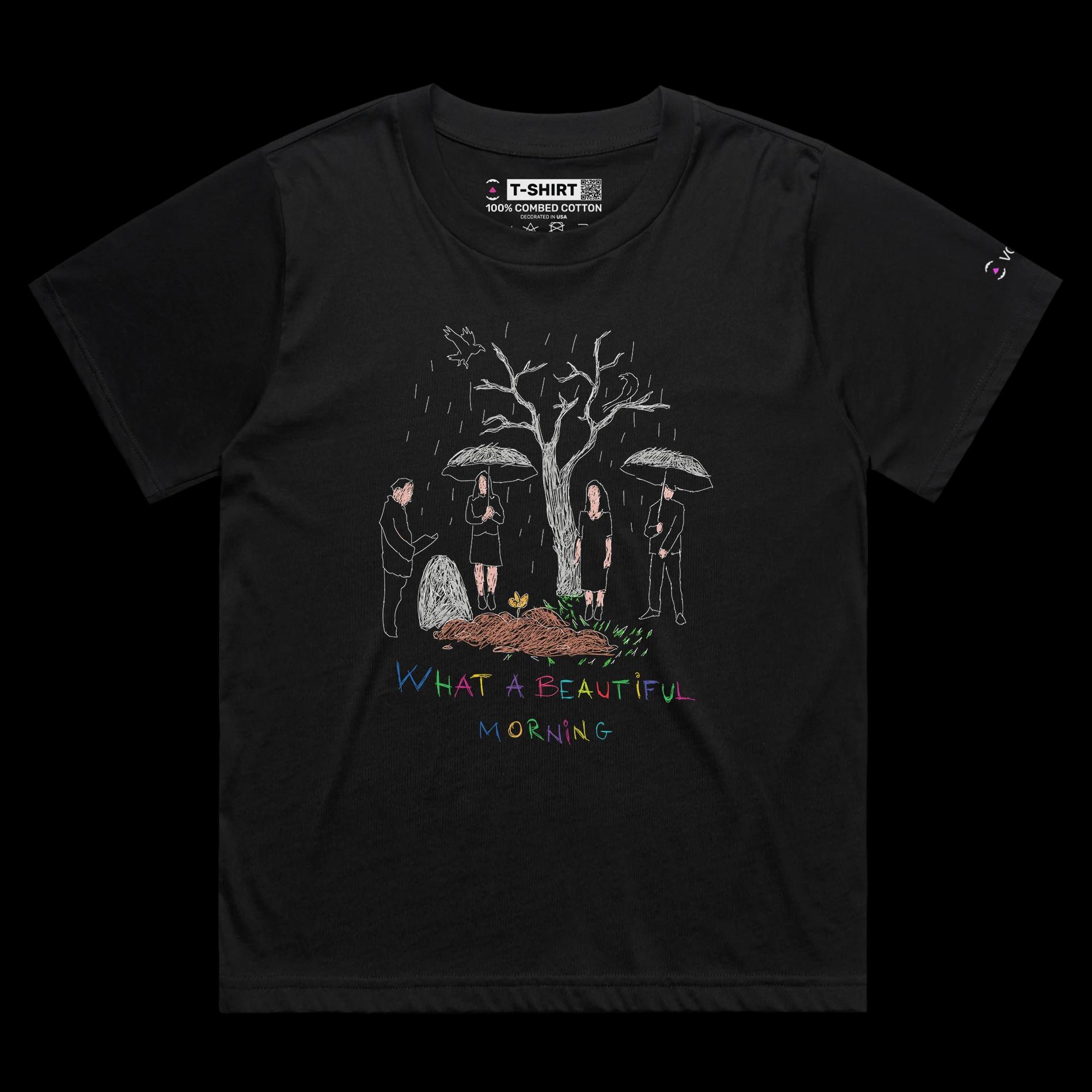 VOICEART Black Female Loose Beautiful Morning at the Cemetery Dark Humor T-Shirt Premium Graphic Death and Funeral Tee