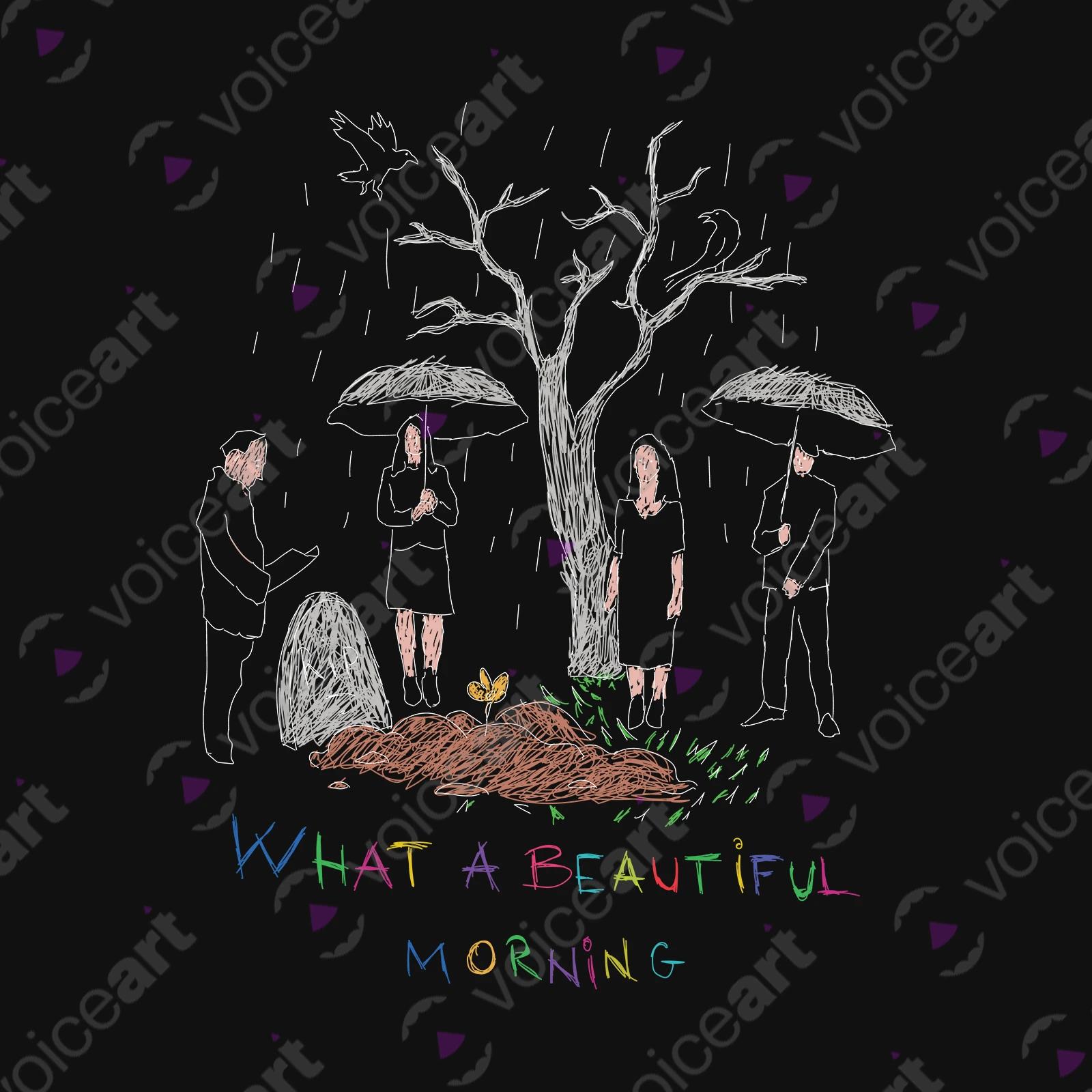 VOICEART Black Watermark Beautiful Morning at the Cemetery Dark Humor T-Shirt Premium Graphic Death and Funeral Tee