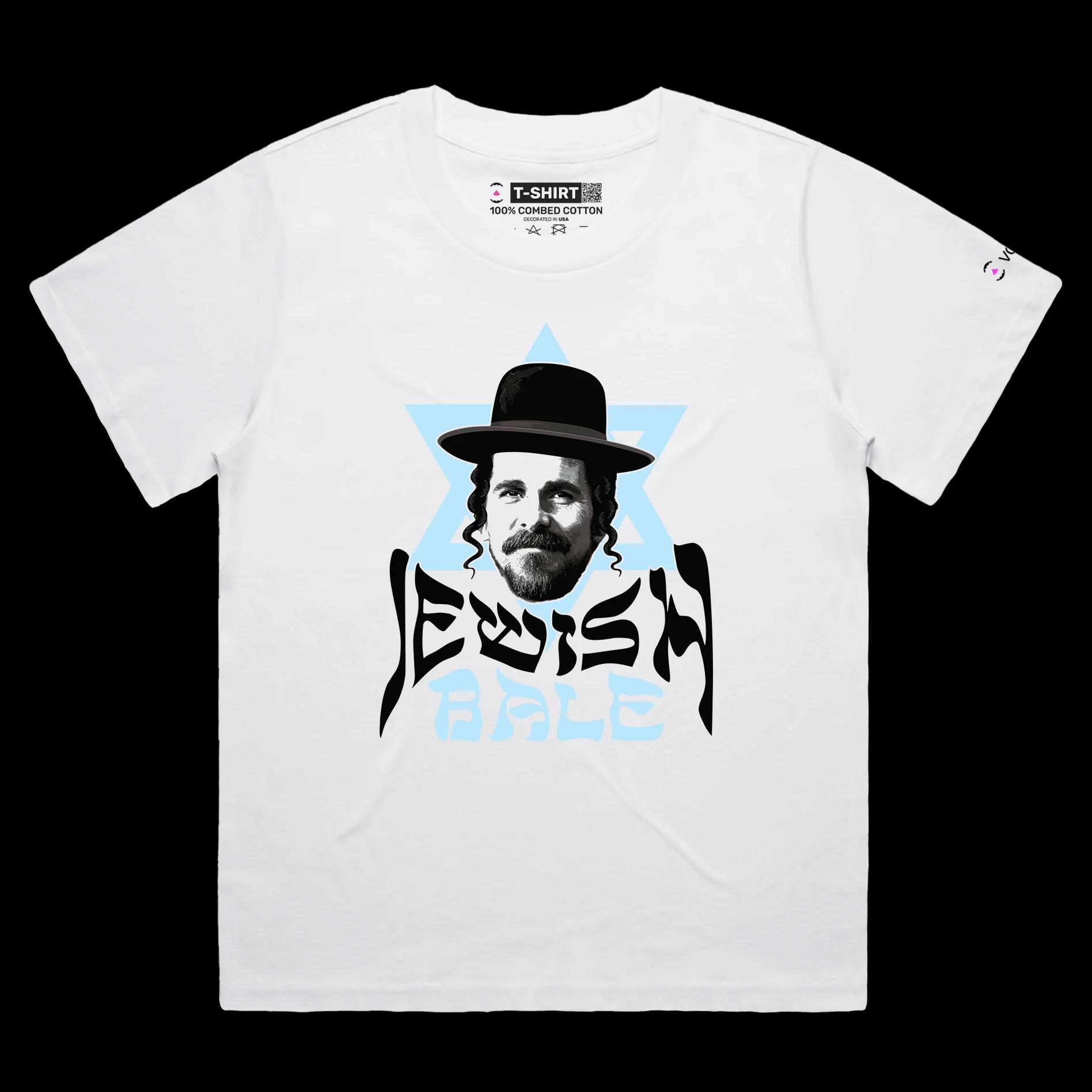 VOICEART White Female Loose Bale as Jewish Bale Funny T-Shirt with Premium Graphic Movie Star Orthodox Jewish Man Tee