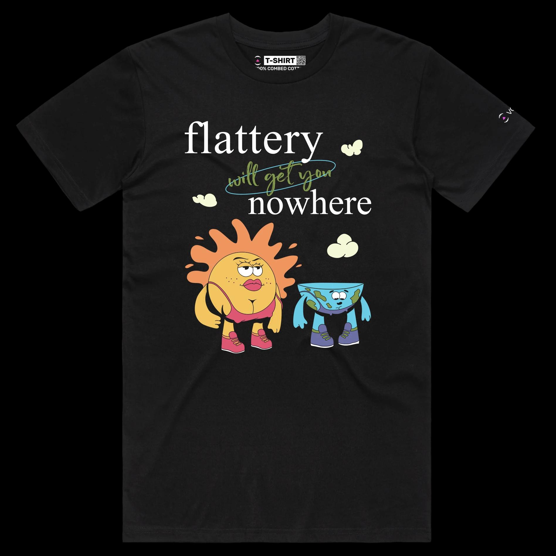 VOICEART Black Male Regular Earth and Sun Funny Graphic T-Shirt with Premium Quality Design Flat Earther Conspiracy Tee