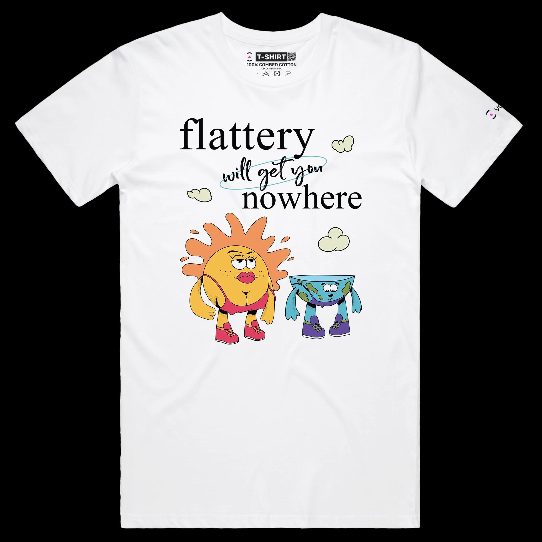 VOICEART White Male Regular Earth and Sun Funny Graphic T-Shirt with Premium Quality Design Flat Earther Conspiracy Tee