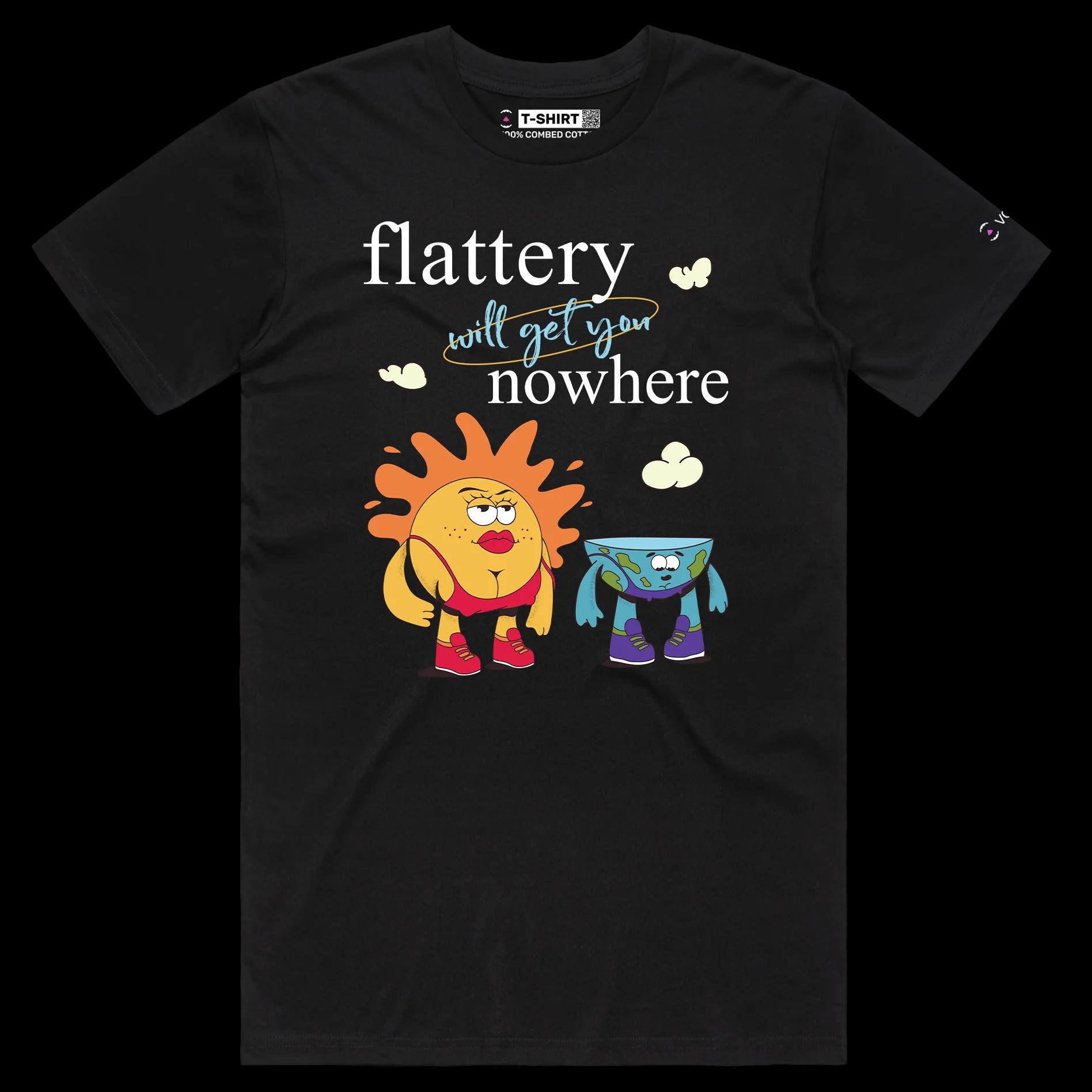 VOICEART Black Male Regular Earth and Sun Funny Graphic T-Shirt with Premium Quality Design Flat Earther Conspiracy Tee