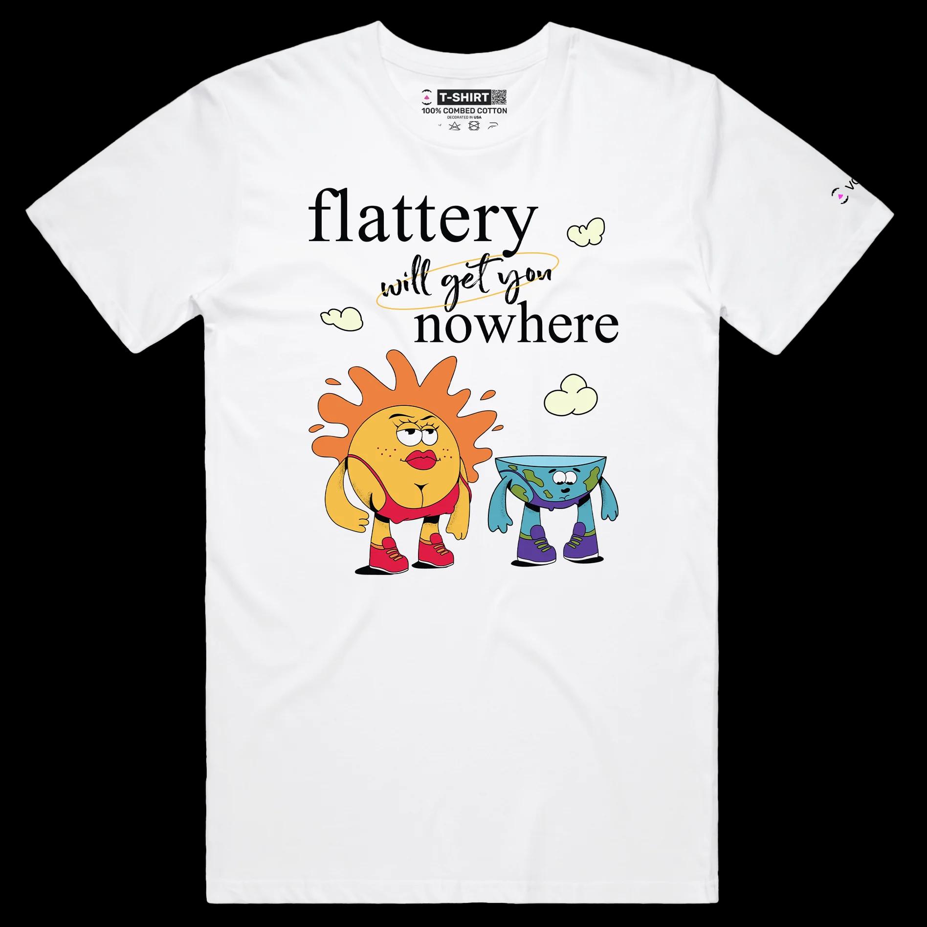 VOICEART White Male Regular Earth and Sun Funny Graphic T-Shirt with Premium Quality Design Flat Earther Conspiracy Tee