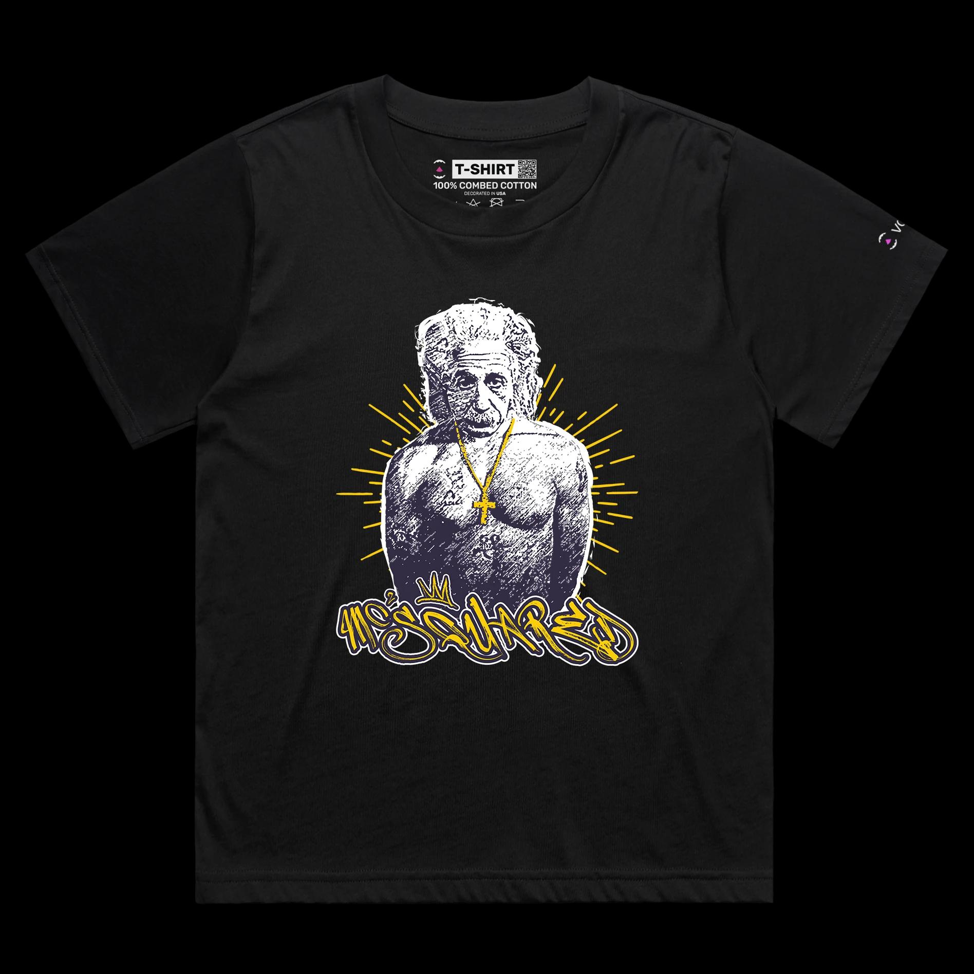 VOICEART White Female Loose Einstein as a Rapper Funny Science Shirt with Premium Graphic Physics Nobel Prize Wordplay Tee