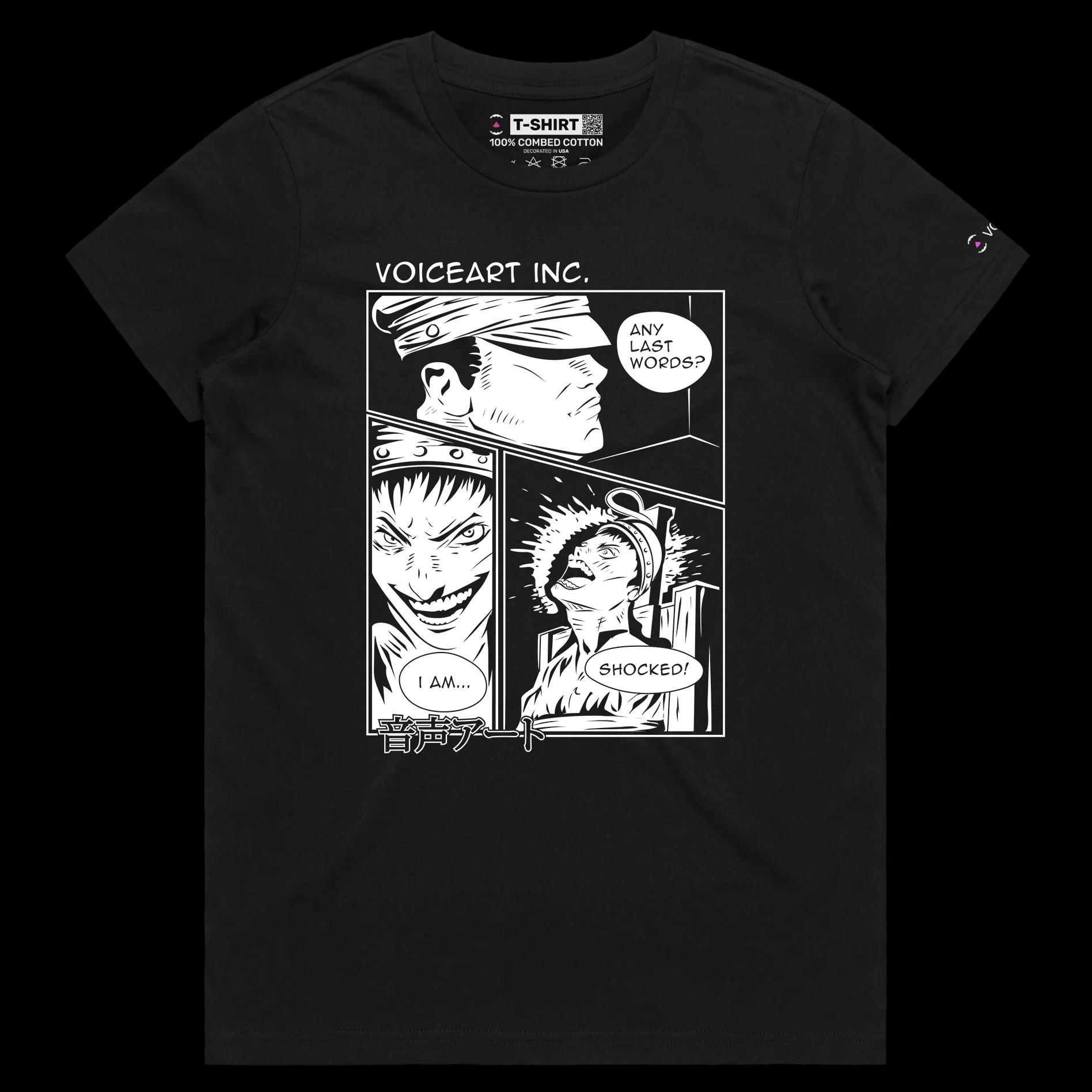 VOICEART Black Female Regular Retro Comic Toon Style Funny TShirt with Premium Graphic Death by Electrocution Dark Humor Tee