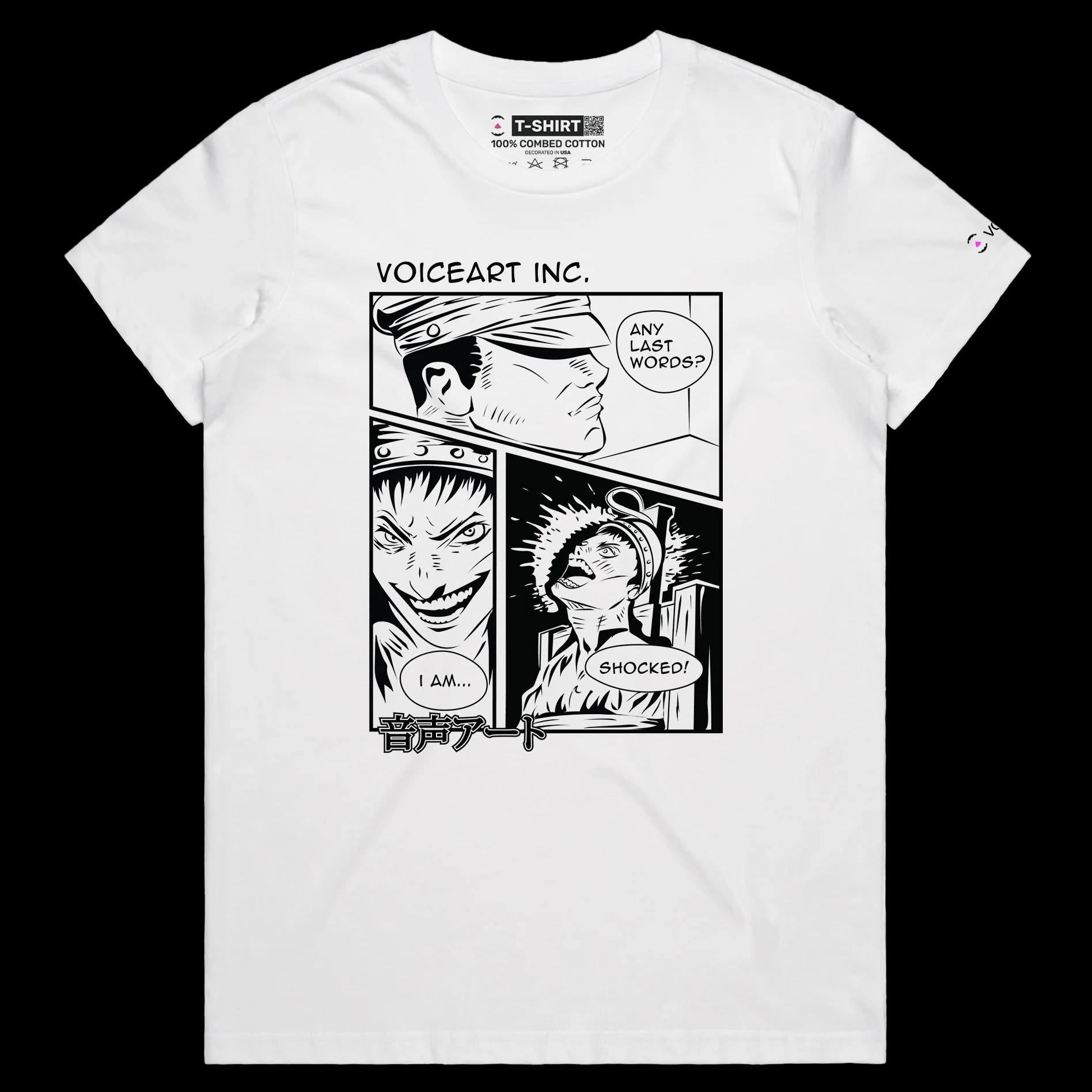 VOICEART White Female Regular Retro Comic Toon Style Funny TShirt with Premium Graphic Death by Electrocution Dark Humor Tee