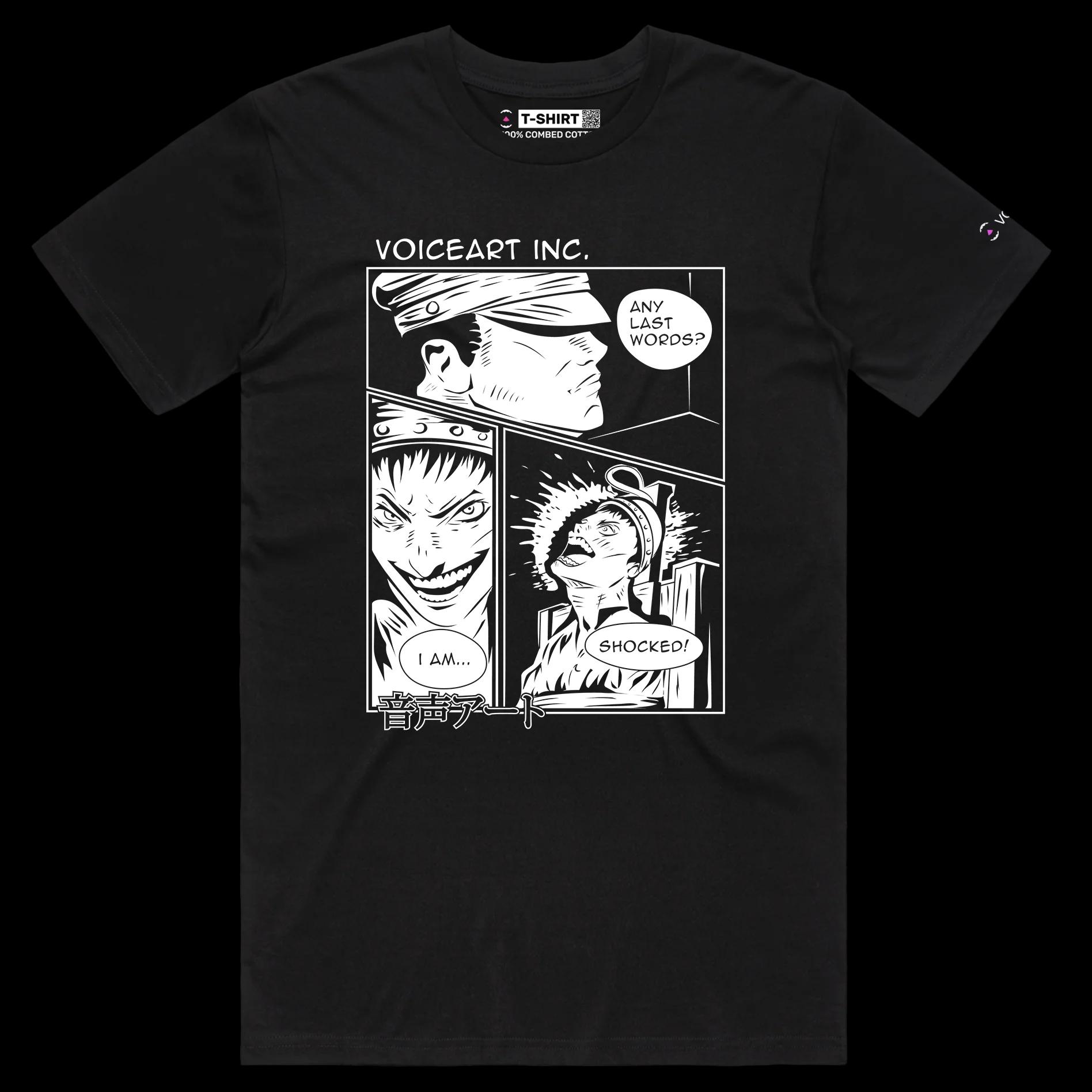 VOICEART Black Male Regular Retro Comic Toon Style Funny TShirt with Premium Graphic Death by Electrocution Dark Humor Tee