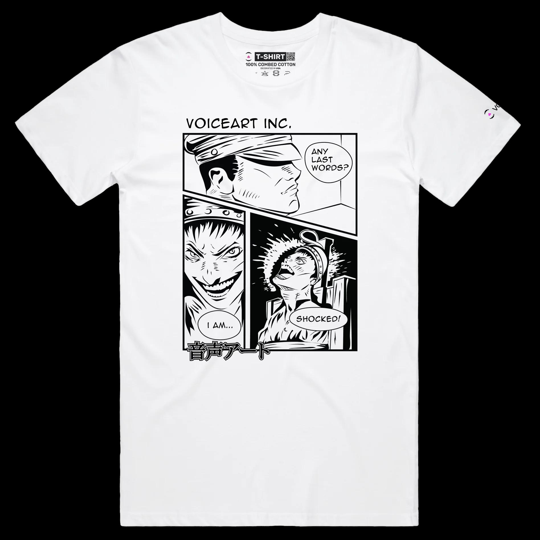 VOICEART White Male Regular Retro Comic Toon Style Funny TShirt with Premium Graphic Death by Electrocution Dark Humor Tee