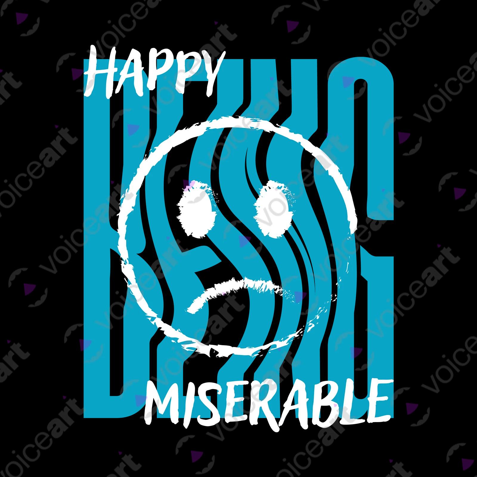 VOICEART Black Watermark Mixed Feelings Social Issues Shirt Premium Quality Graphic Happy and Miserable Emotions Tee v2