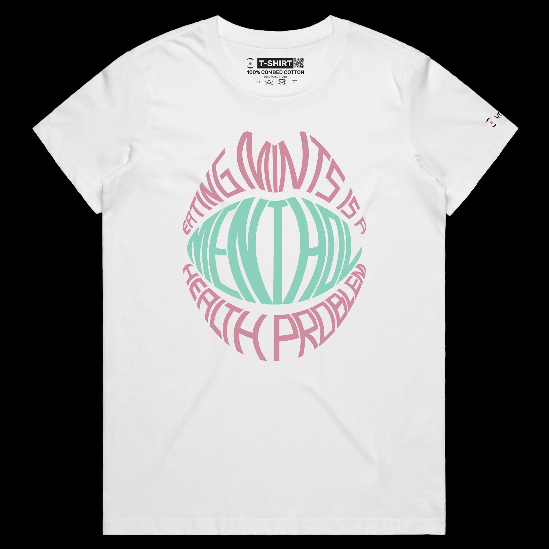 VOICEART White Female Regular Mental Health Funny T-Shirt with Premium Quality Graphic Design Peppermint Candy Wordplay Tee