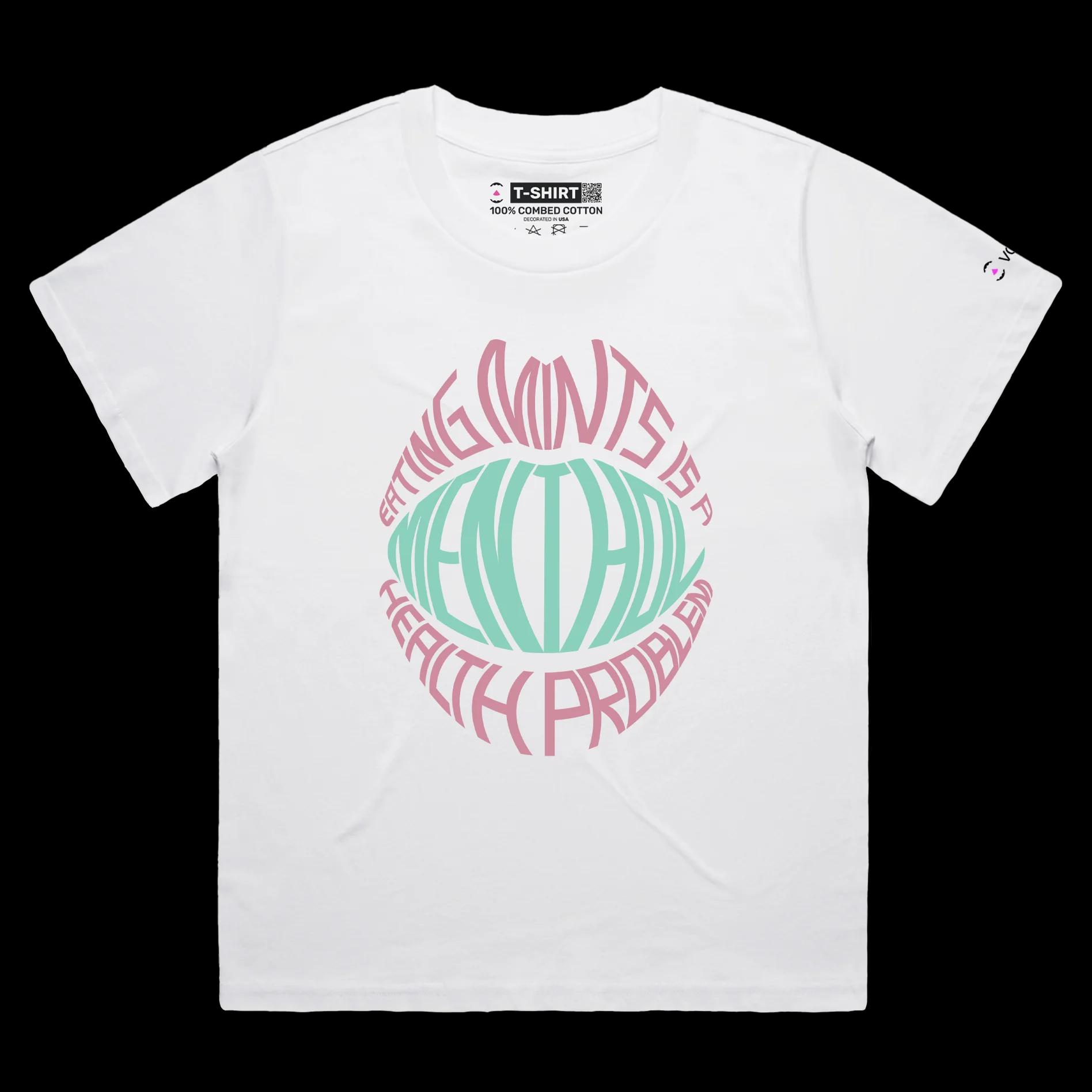 VOICEART White Female Loose Mental Health Funny T-Shirt with Premium Quality Graphic Design Peppermint Candy Wordplay Tee