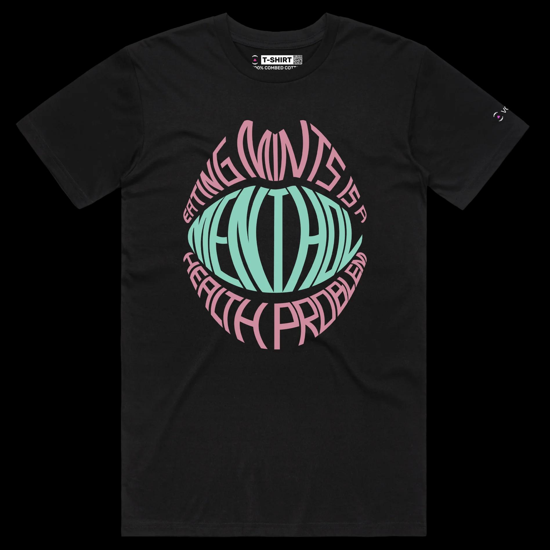 VOICEART Black Male Regular Mental Health Funny T-Shirt with Premium Quality Graphic Design Peppermint Candy Wordplay Tee