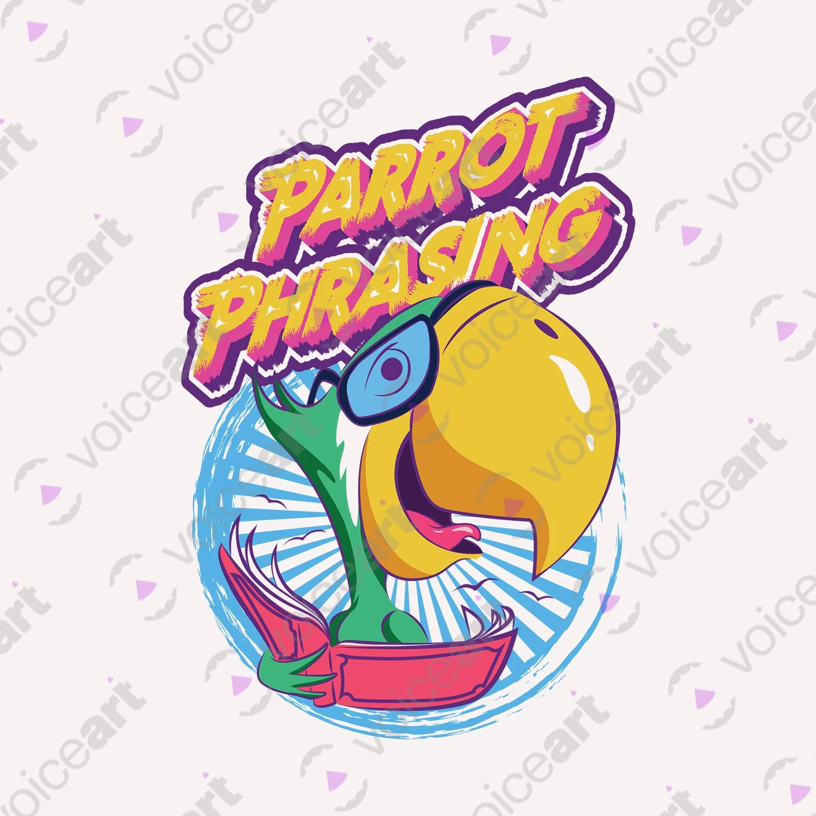 VOICEART White Watermark Parrot Phrasing Funny Animals T-Shirt Premium Quality Birds Wordplay Tee with Double Meaning