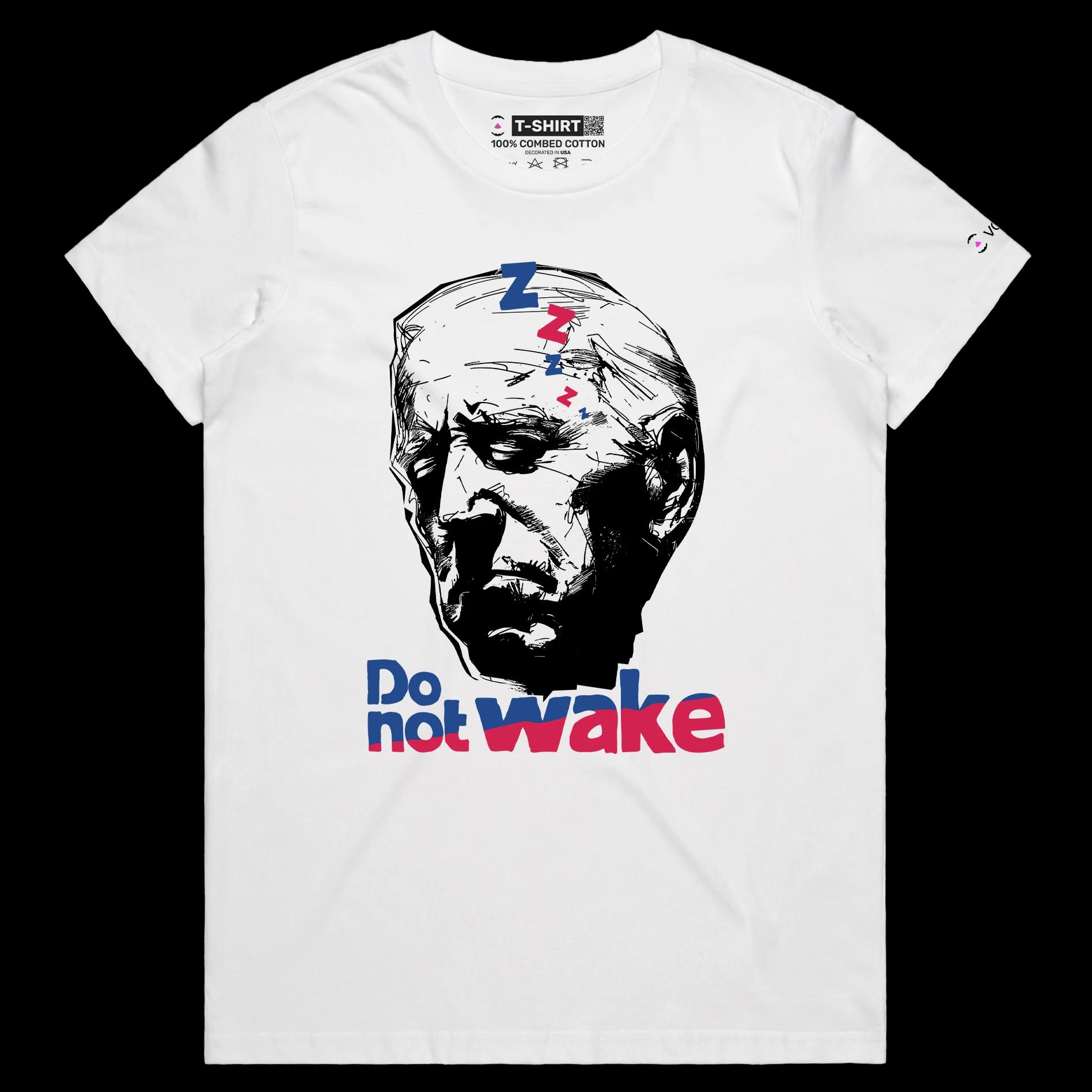 VOICEART White Female Regular Sleepy Biden Funny Political TShirt Premium Quality Graphic Do Not Wake the President Tee
