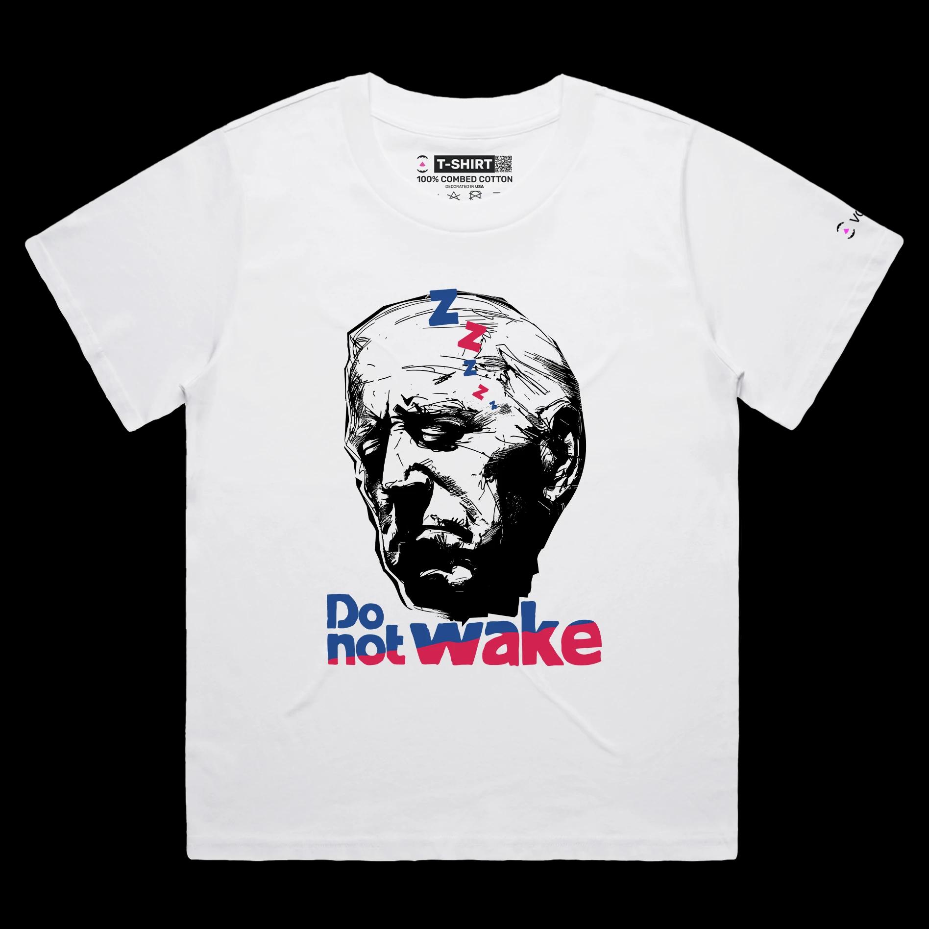 VOICEART White Female Loose Sleepy Biden Funny Political TShirt Premium Quality Graphic Do Not Wake the President Tee