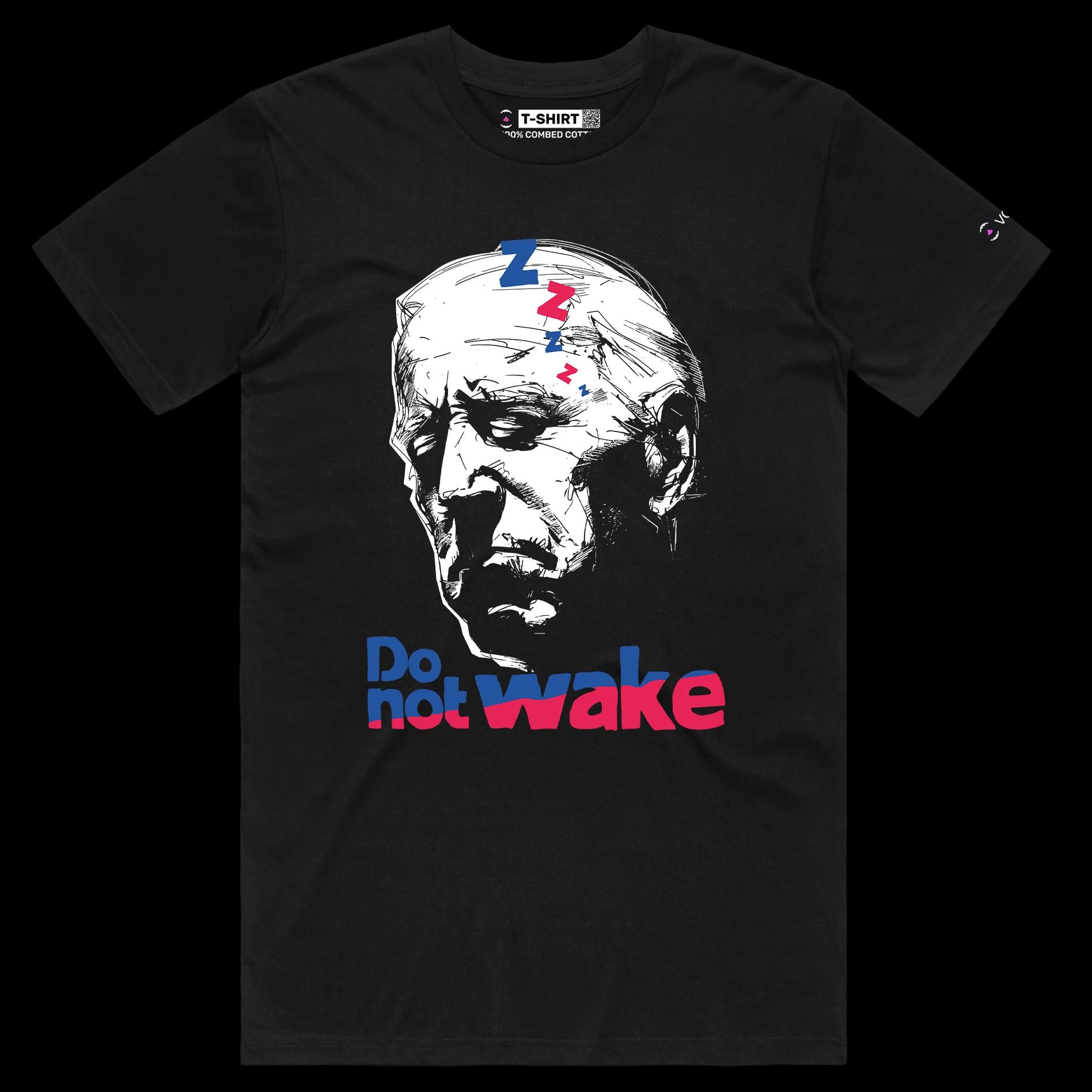 VOICEART Black Male Regular Sleepy Biden Funny Political TShirt Premium Quality Graphic Do Not Wake the President Tee
