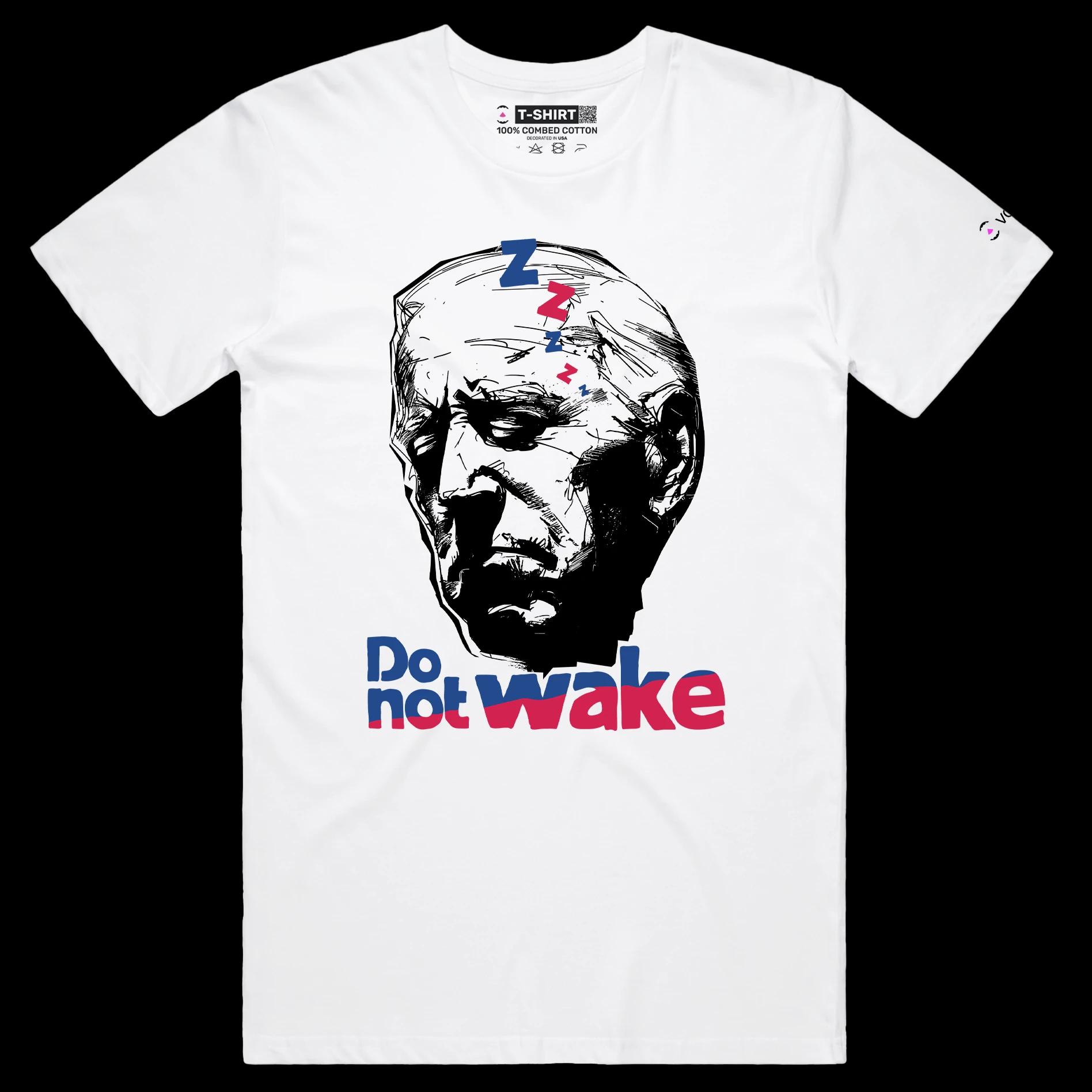 VOICEART White Male Regular Sleepy Biden Funny Political TShirt Premium Quality Graphic Do Not Wake the President Tee