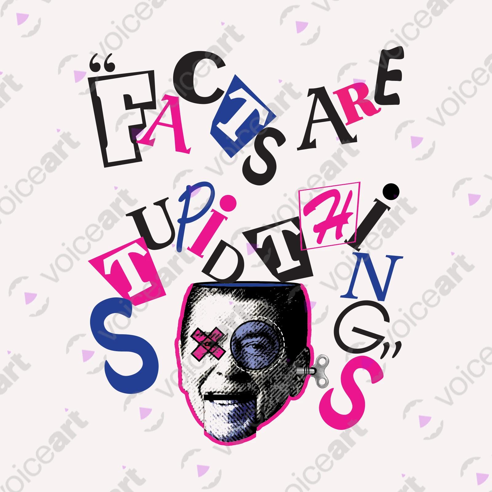 VOICEART White Watermark President Reagan Funny Quote Political T-Shirt Premium Design Facts Are Stupid Things Tee