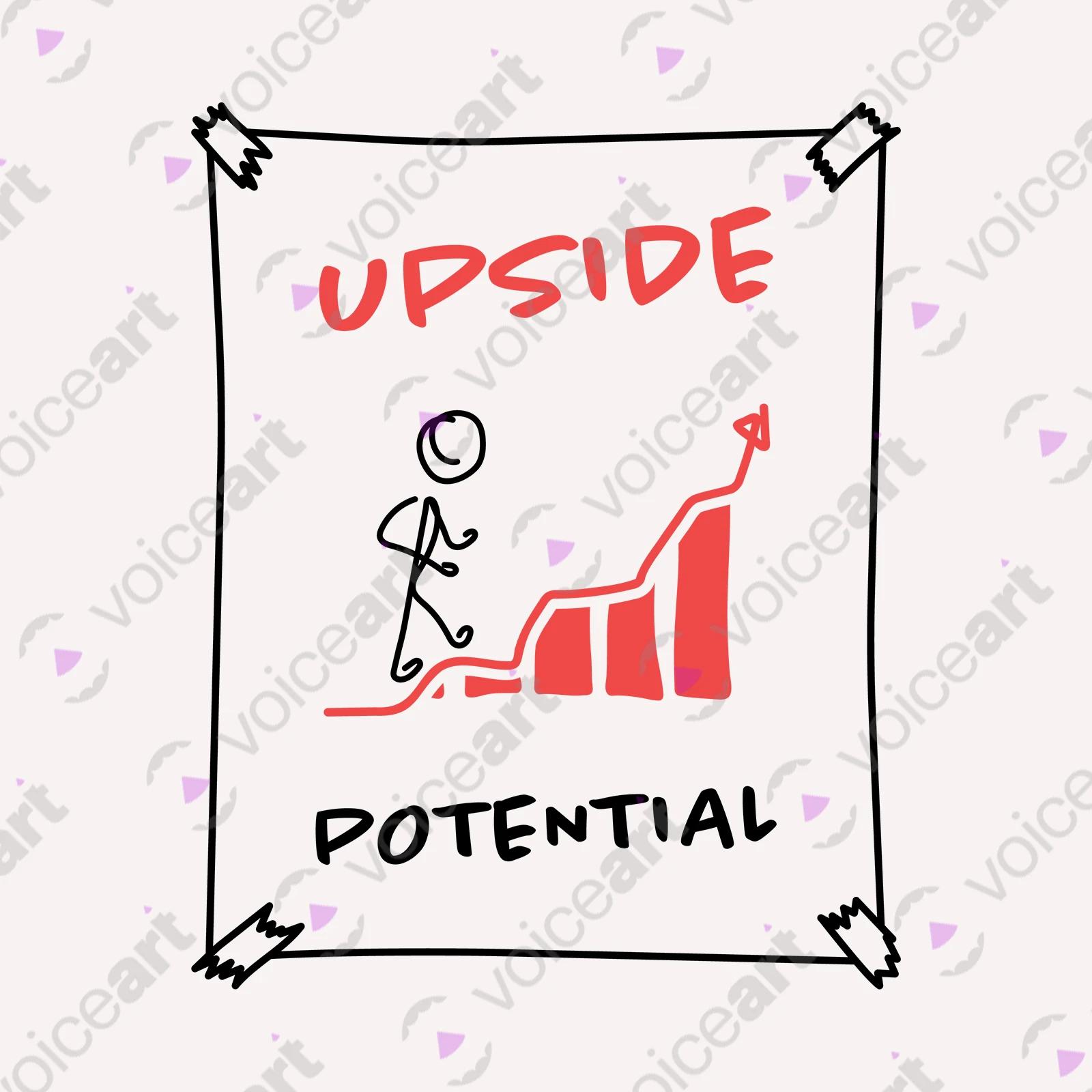 VOICEART White Watermark Upside Potential Motivational T-shirt Premium Graphic Figure Climbing Up the Chart Optimism Tee