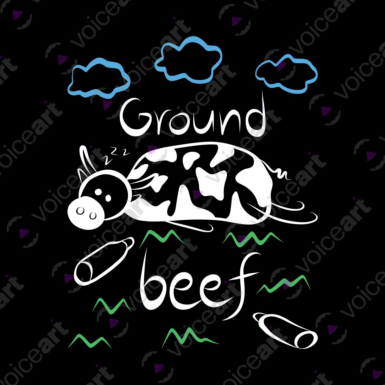 VOICEART Black Watermark Cow Ground Beef Funny Animals T-Shirt with Premium Quality Graphic Livestock Farm Wordplay Tee