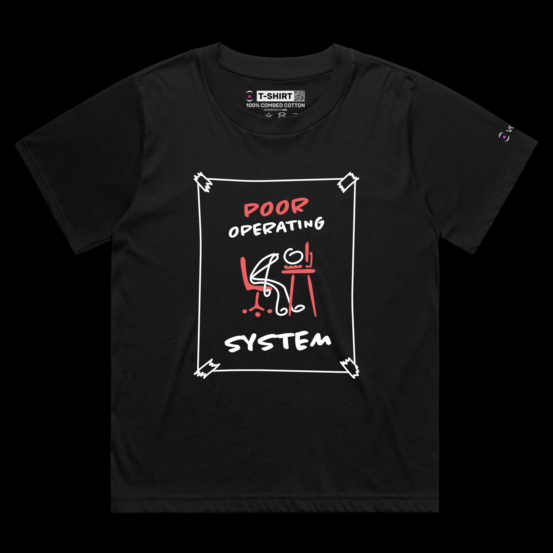 VOICEART Black Female Loose Poor Operating System Funny shirt Premium Graphic Design Computer AI Tee with Clever Wordplay