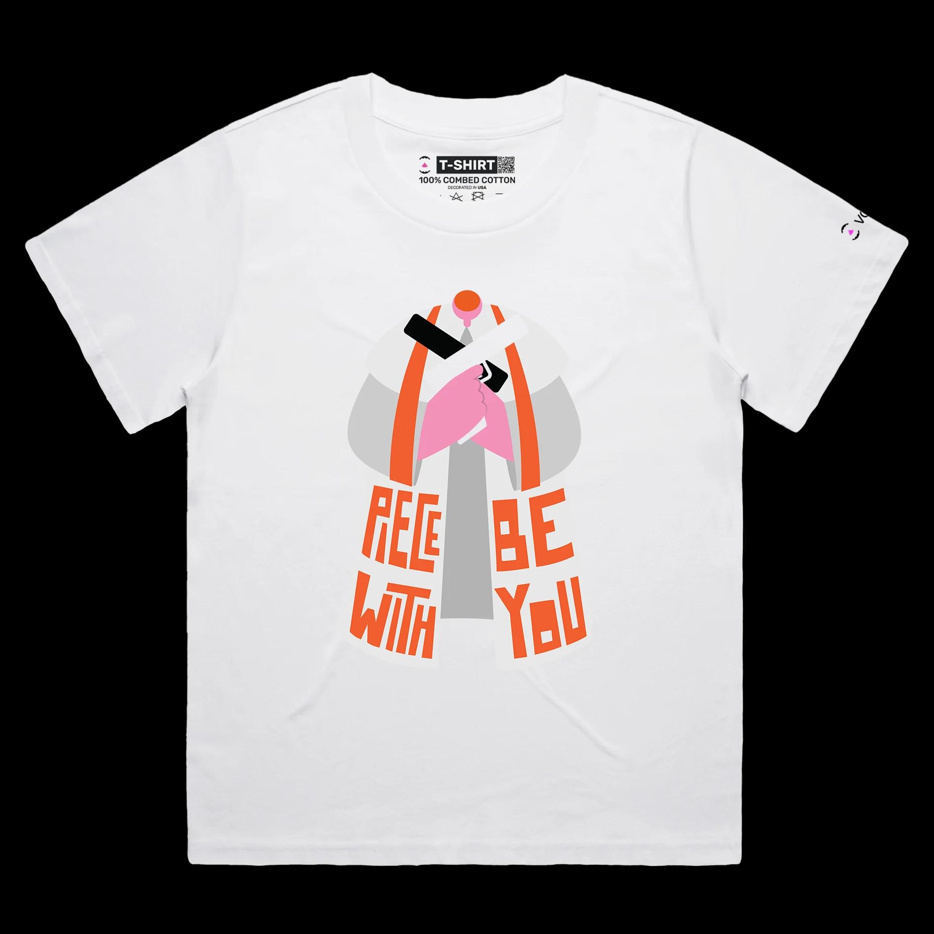 VOICEART White Female Loose Clergy Guns Funny T-Shirt Premium Quality Graphic Dark Humor Religion Sland Tee with Wordplay