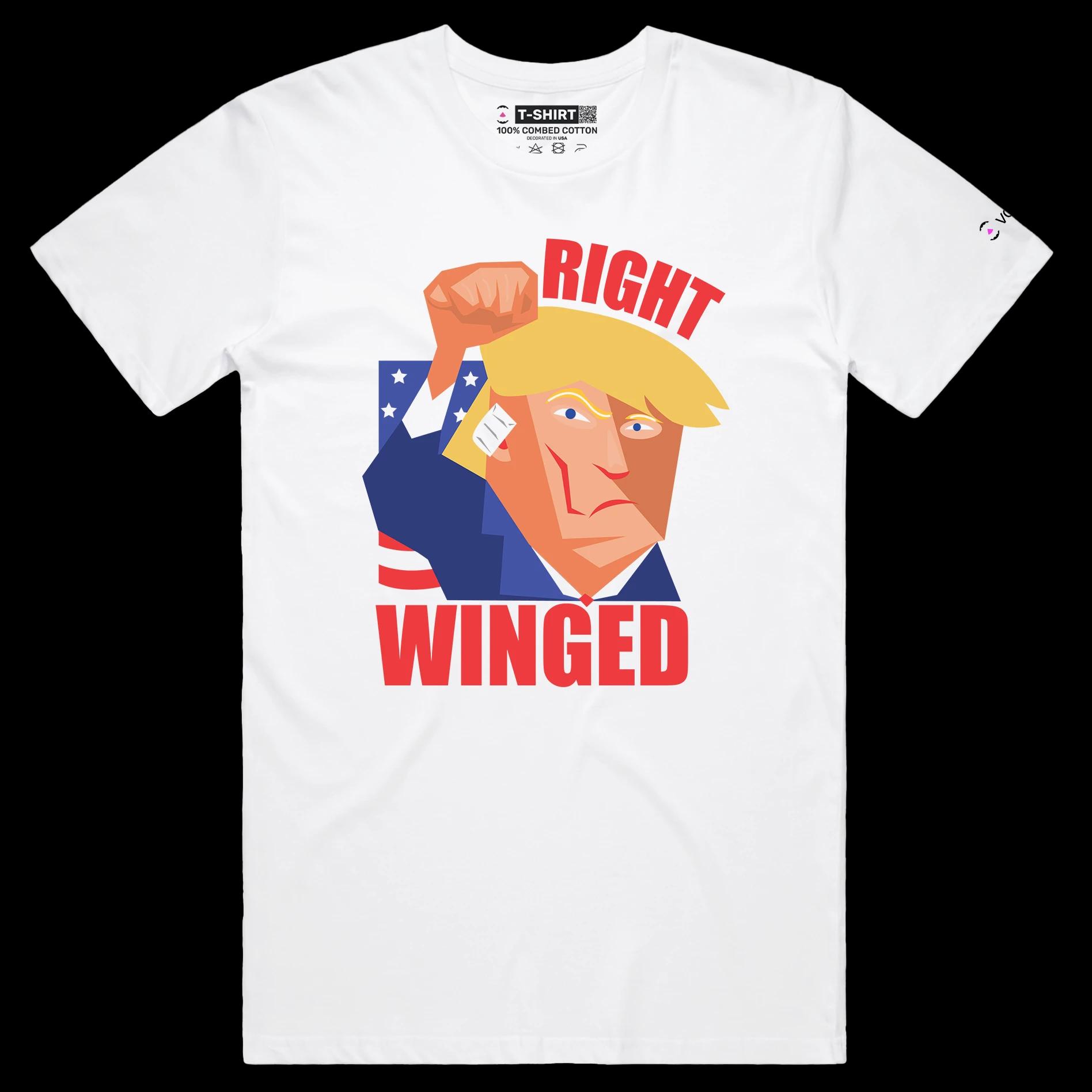 VOICEART White Male Regular President Trump Right Winged at the Rally Funny T-Shirt Premium Graphic MAGA 2024 Political Tee