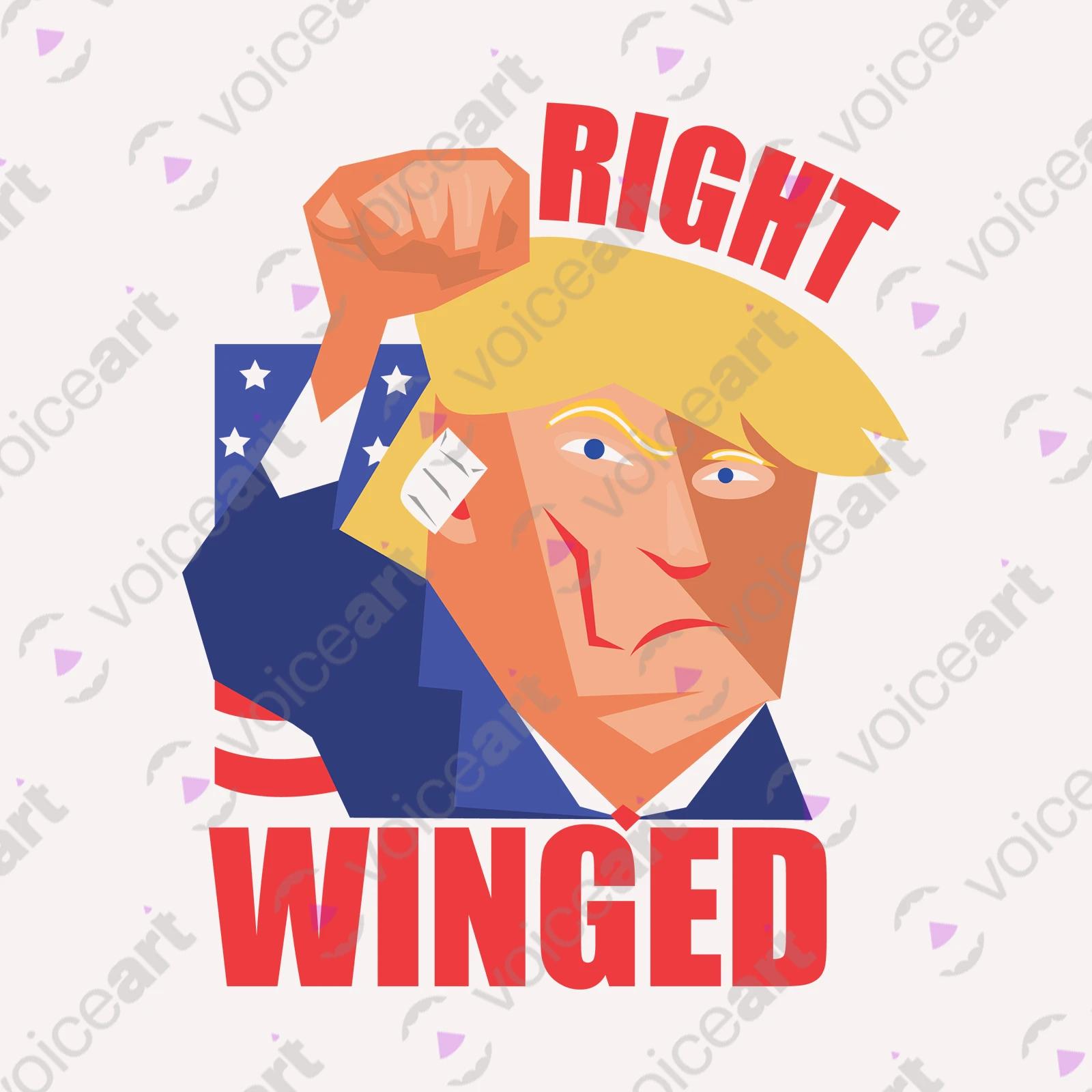 VOICEART White Watermark President Trump Right Winged at the Rally Funny T-Shirt Premium Graphic MAGA 2024 Political Tee
