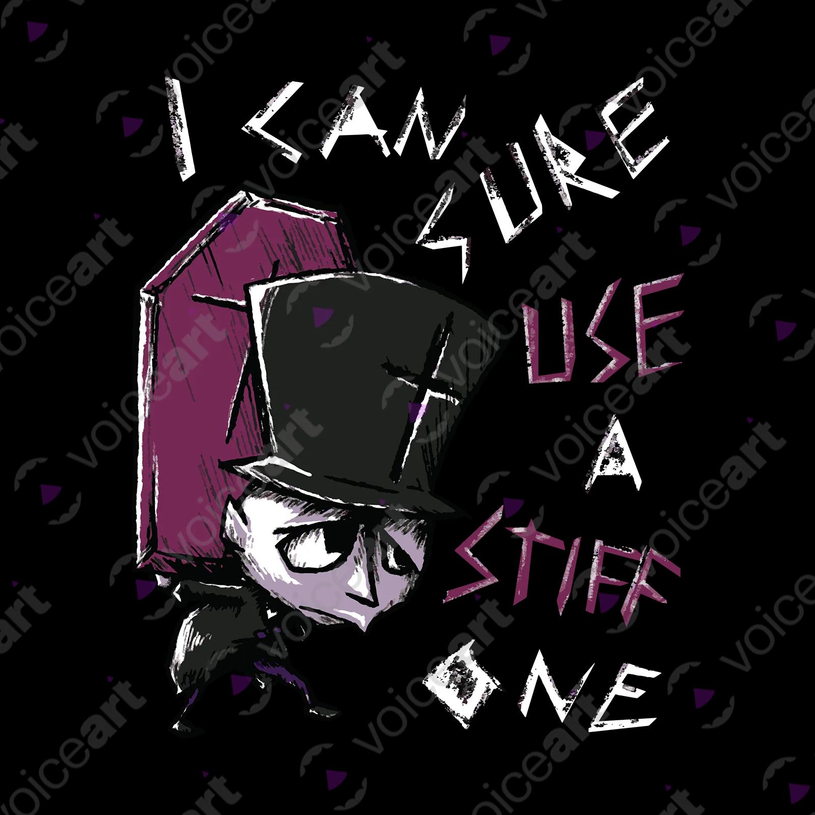 VOICEART Black Watermark Undertaker with a Coffin Funny T-Shirt with Premium Quality Graphic Stiff Dark Humor Tee