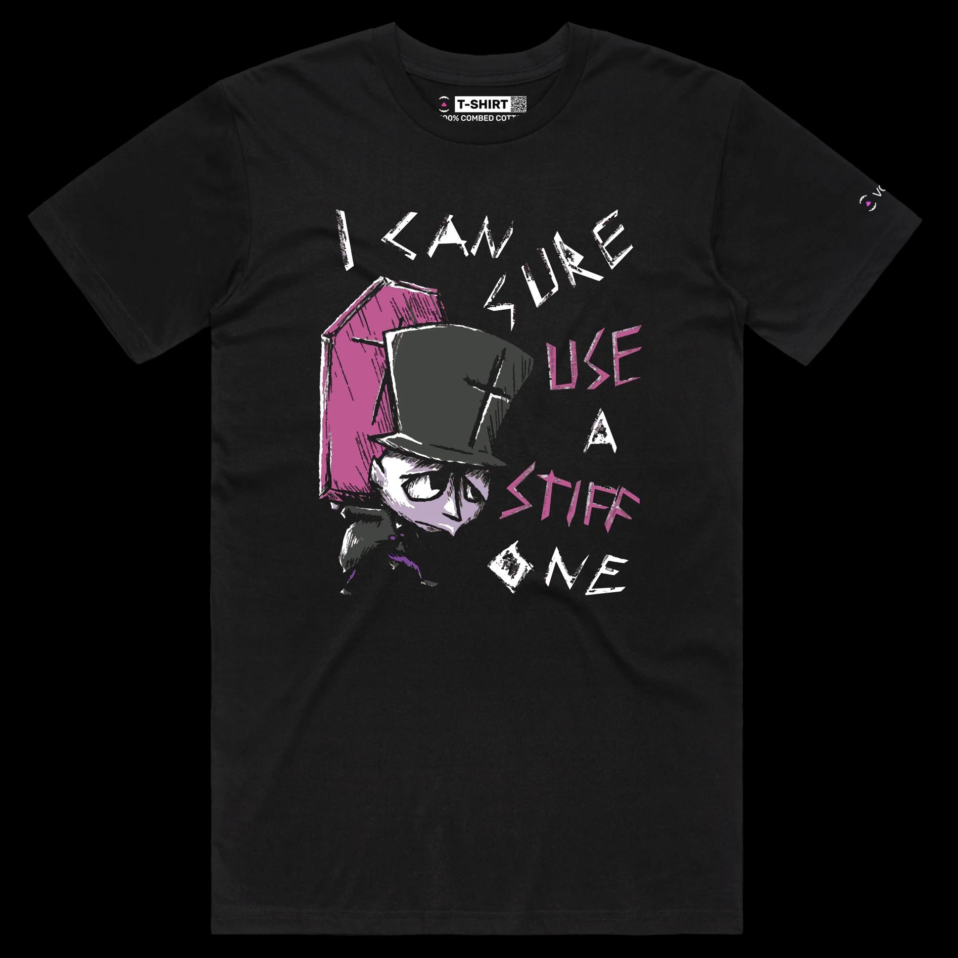 VOICEART Black Male Regular Undertaker with a Coffin Funny T-Shirt with Premium Quality Graphic Stiff Dark Humor Tee