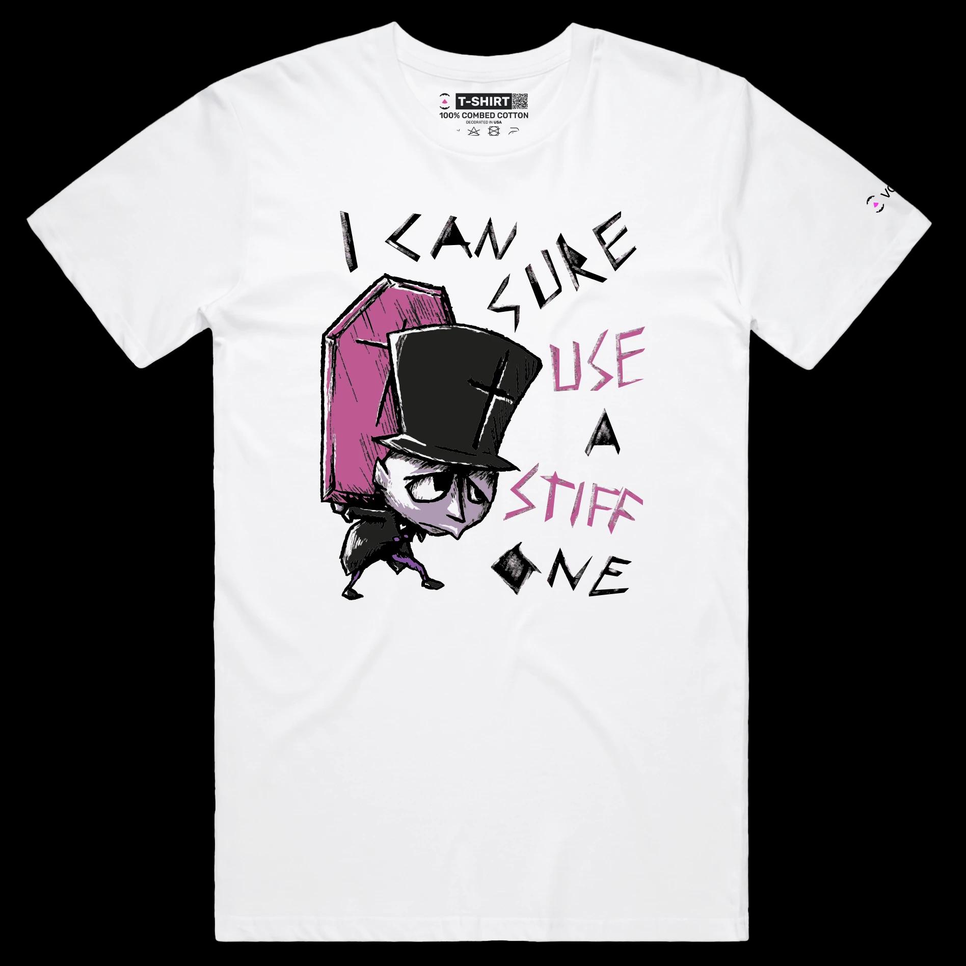 VOICEART White Male Regular Undertaker with a Coffin Funny T-Shirt with Premium Quality Graphic Stiff Dark Humor Tee