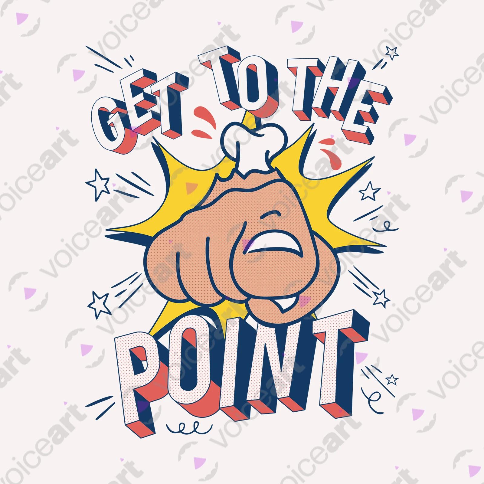 VOICEART White Watermark Finger Pointing Funny T-Shirt Premium Quality Get to the Point Directive Tee for Straight Talk