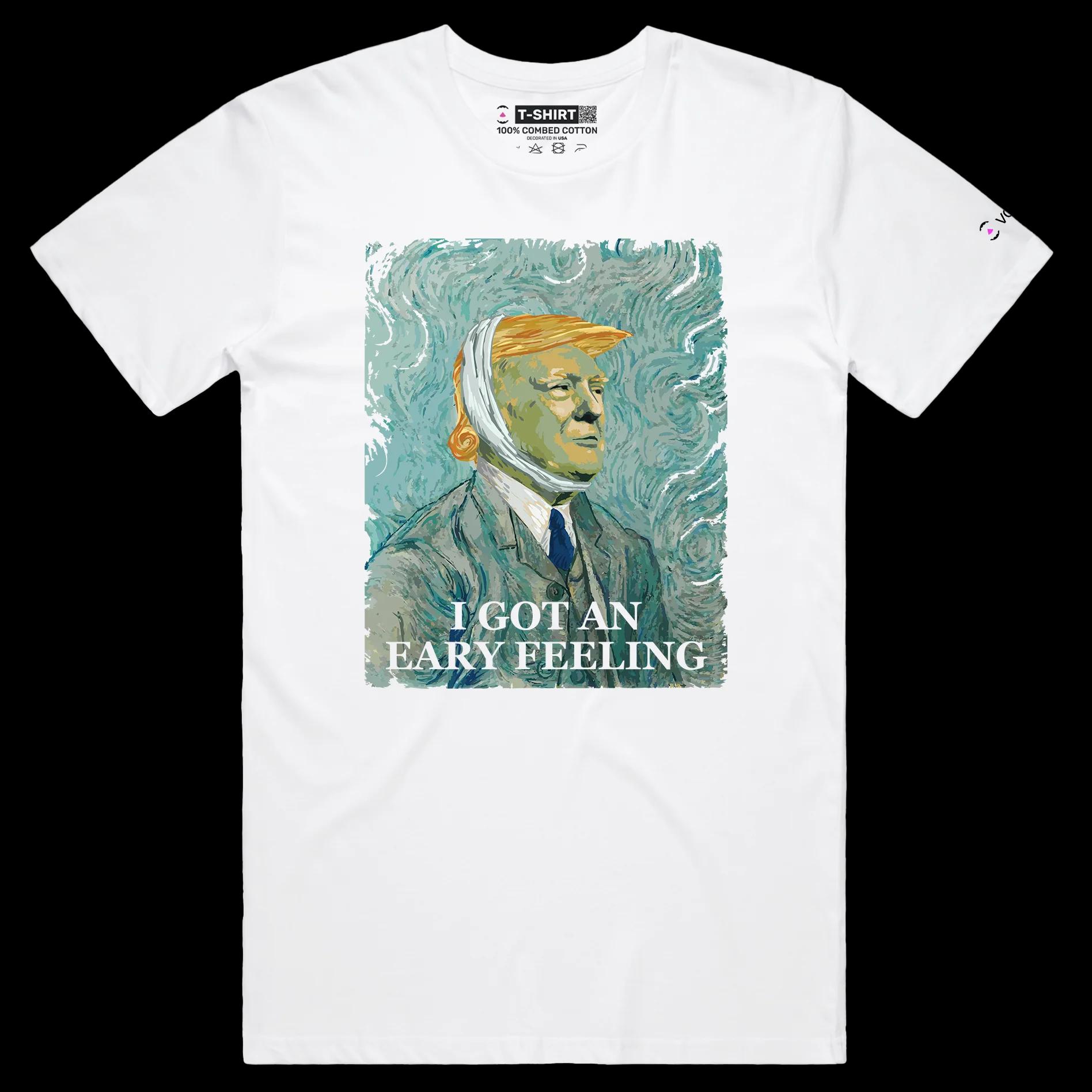 VOICEART White Male Regular President Trumps Eary Feeling Political Shirt Premium Graphic Van Gogh Masterpiece MAGA Tee