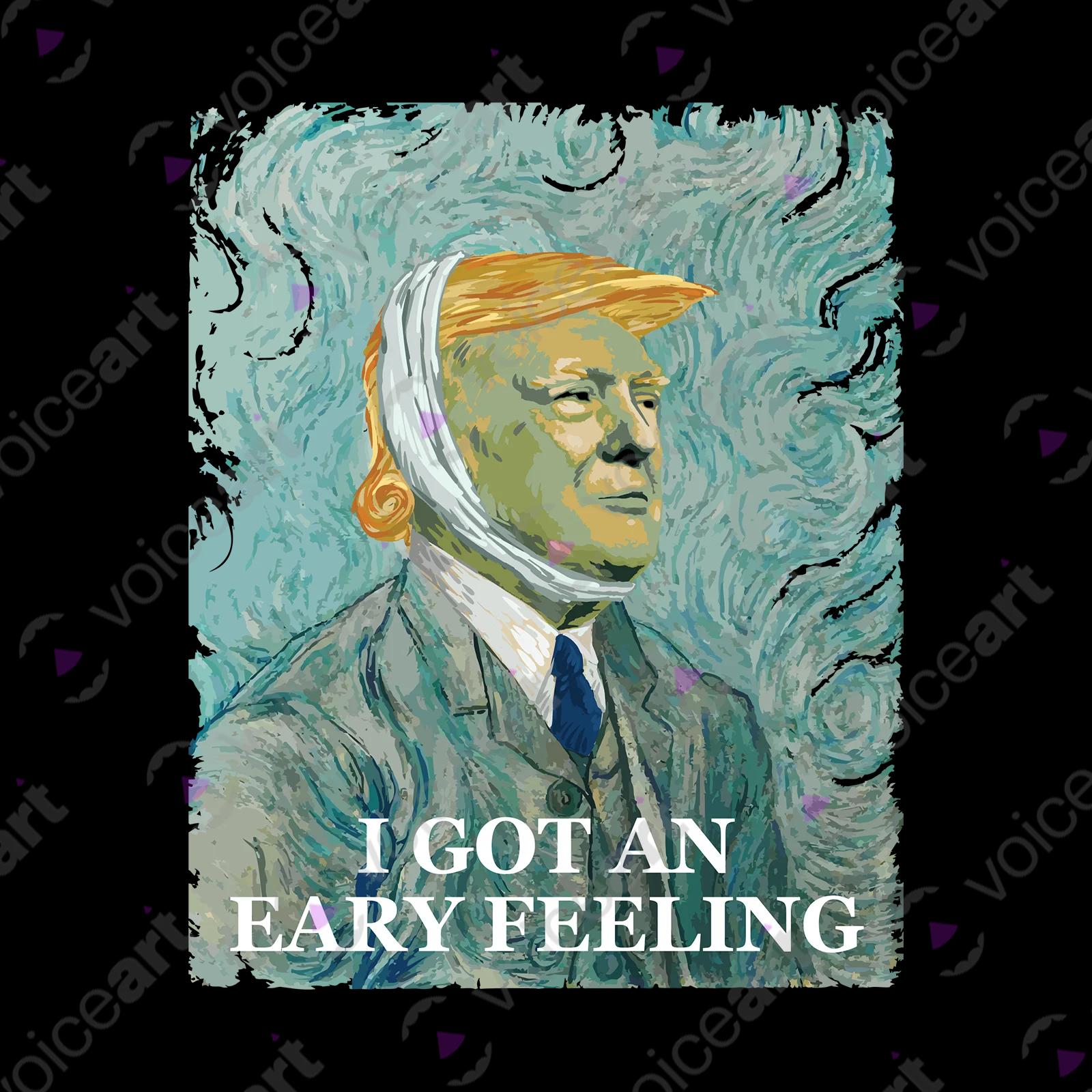 VOICEART Black Watermark President Trumps Eary Feeling Political Shirt Premium Graphic Van Gogh Masterpiece MAGA Tee
