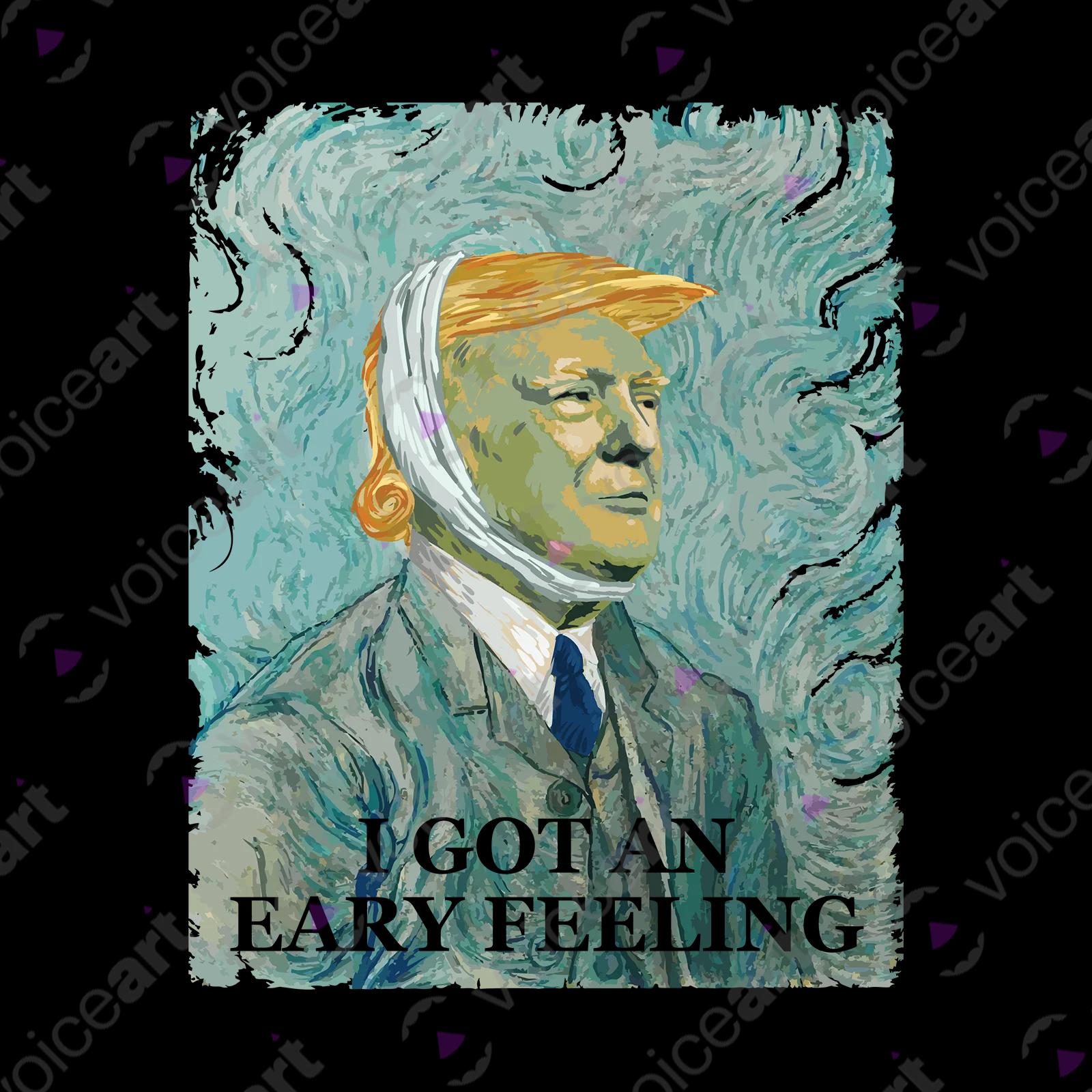 VOICEART White Watermark President Trumps Eary Feeling Political Shirt Premium Graphic Van Gogh Masterpiece MAGA Tee