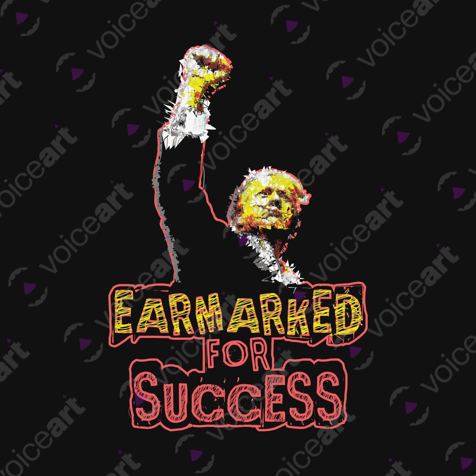 VOICEART Black Watermark President Trump Earmarked for Success Political Shirt Premium Wordplay Fist Pump MAGA Tee