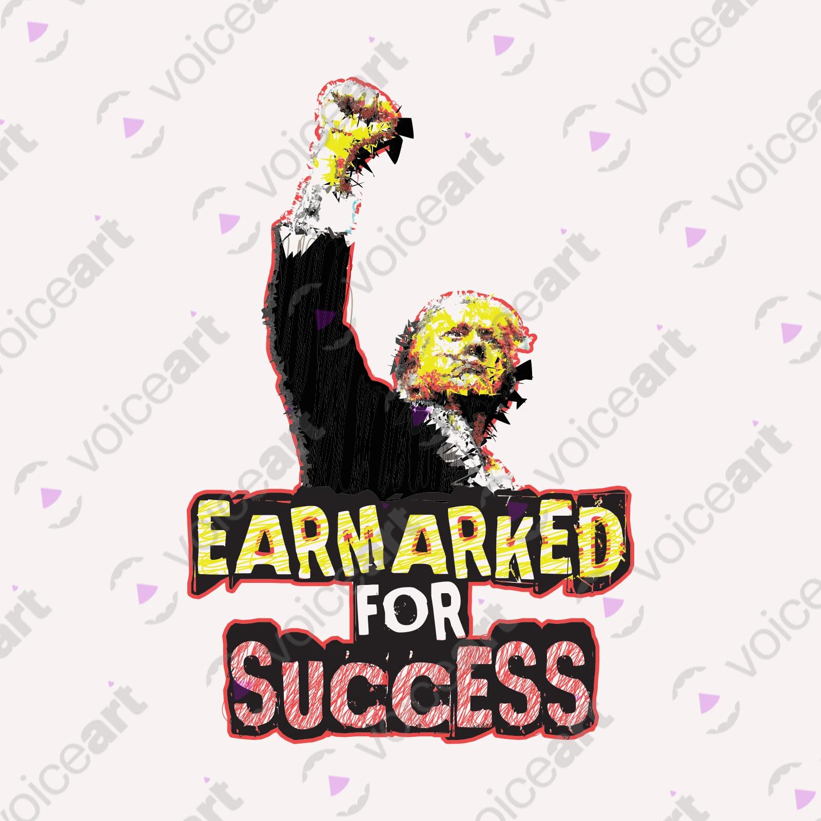 VOICEART White Watermark President Trump Earmarked for Success Political Shirt Premium Wordplay Fist Pump MAGA Tee