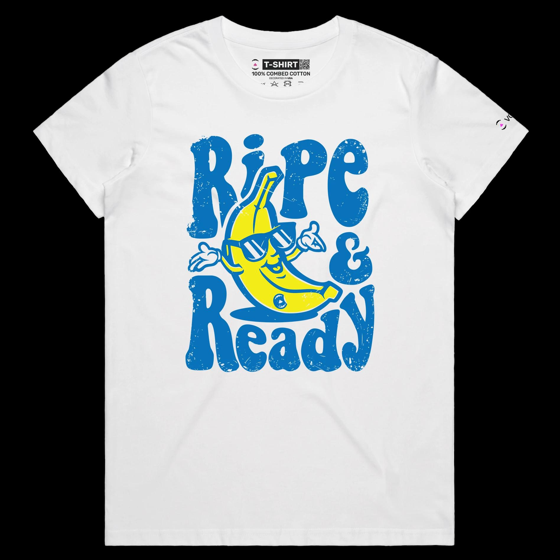 VOICEART White Female Regular Cool Banana Shades Funny Fruits T-Shirt Premium Quality Graphic Chilling and Slick Wordplay Tee