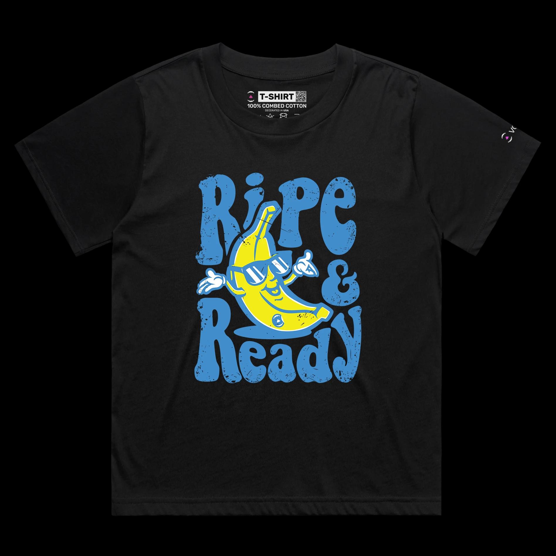 VOICEART Black Female Loose Cool Banana Shades Funny Fruits T-Shirt Premium Quality Graphic Chilling and Slick Wordplay Tee