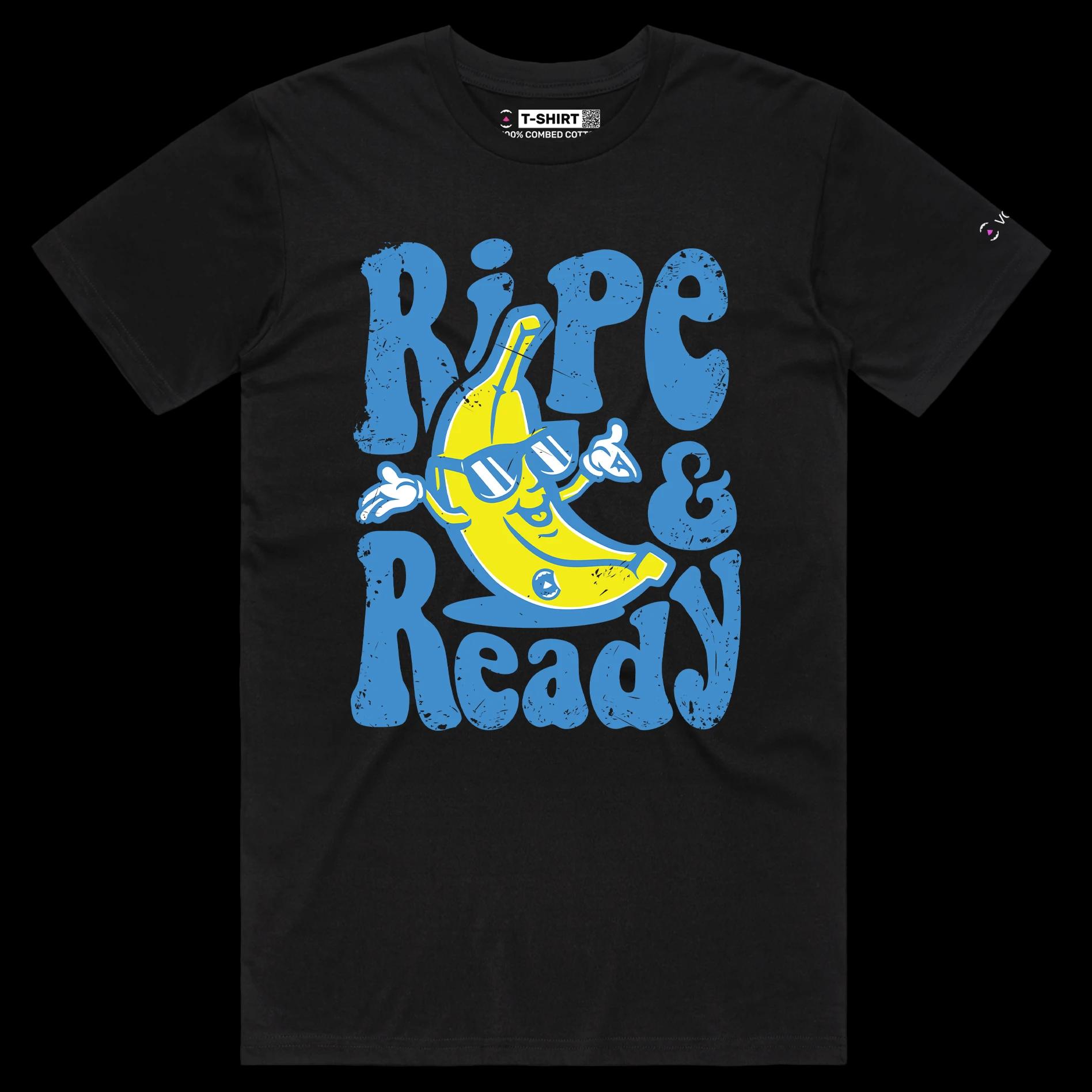 VOICEART Black Male Regular Cool Banana Shades Funny Fruits T-Shirt Premium Quality Graphic Chilling and Slick Wordplay Tee