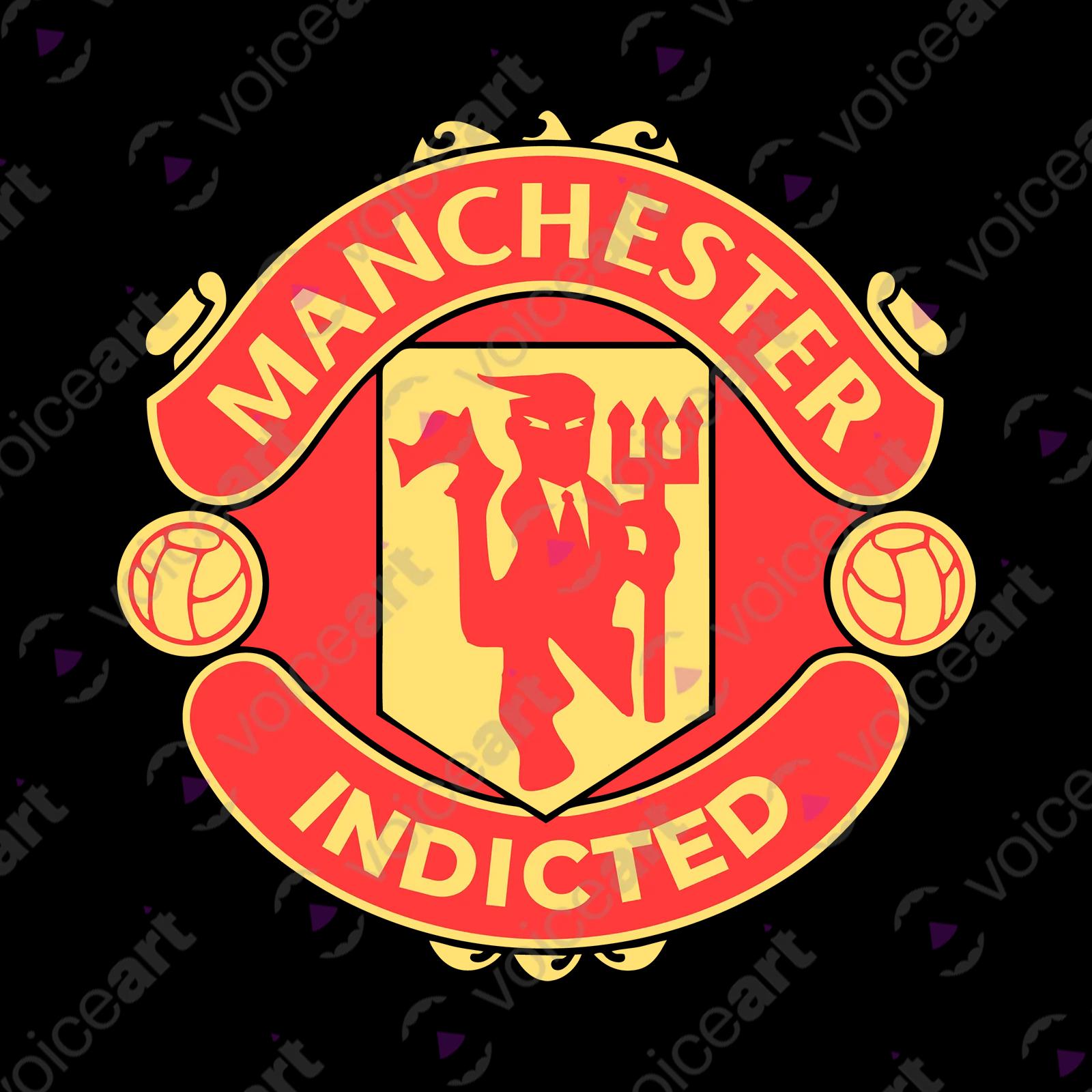 VOICEART Black Watermark Donald Trump Indicted Sports and Politics Shirt Premium Graphic Manchester Red Devils Funny Tee